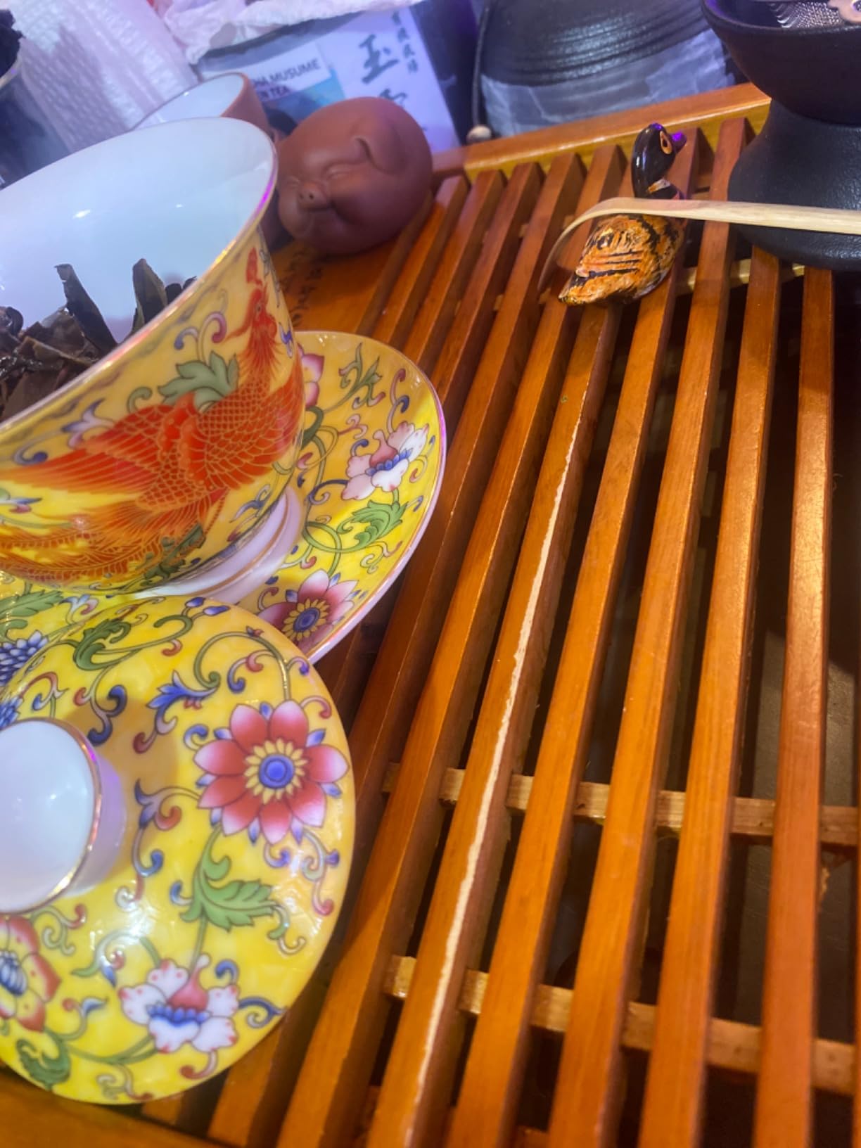 RORA Bamboo Tea Tray Chinese Gongfu Tea Serving Tray with Drawer Type Water Storage Drainage Kungfu Tea Set Table (Brown) customer photo 1