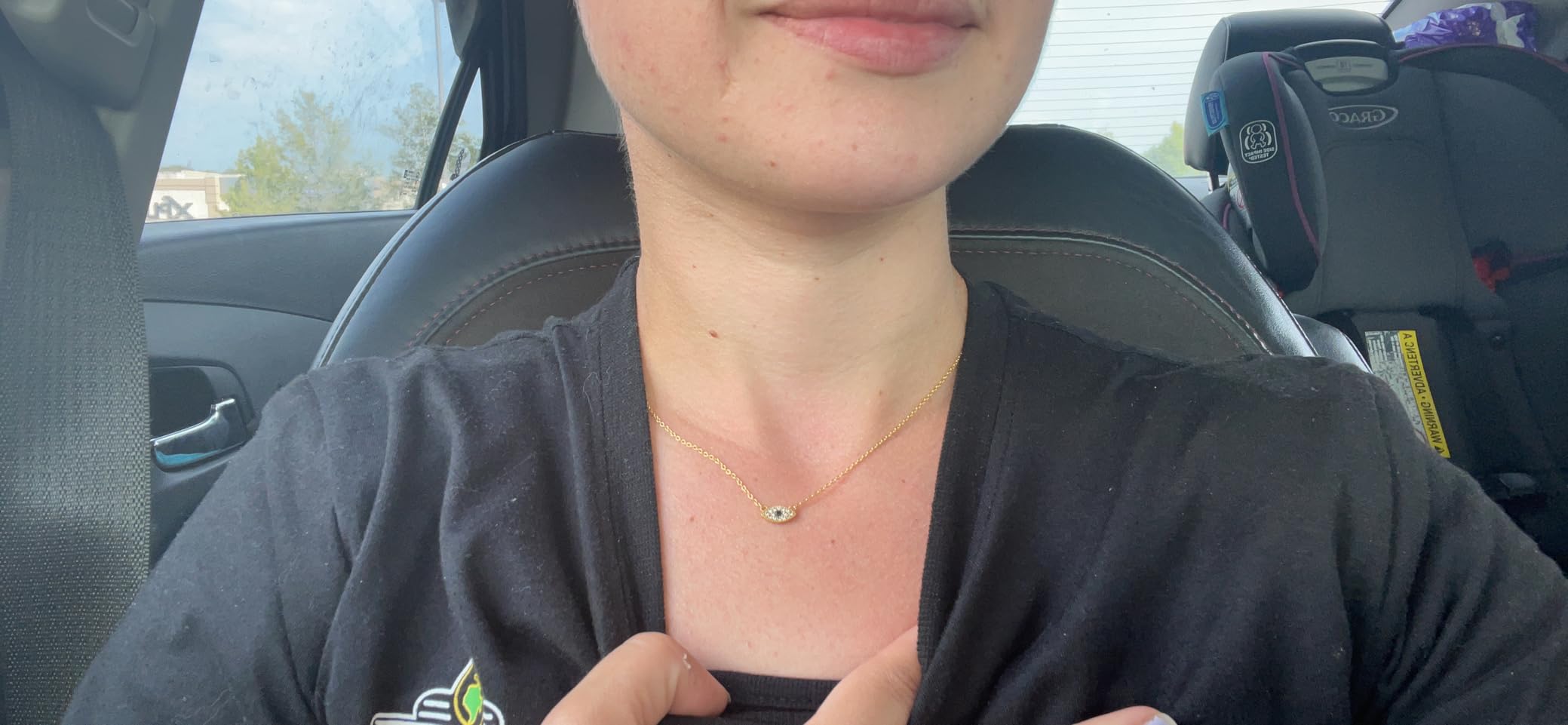gorjana - Evil Eye Pendant Necklace - 18K Gold Plated - Adjustable Link Chain with White CZ and London Blue Nanogem Talisman - Perfect for Layering - Long-Lasting customer photo 1