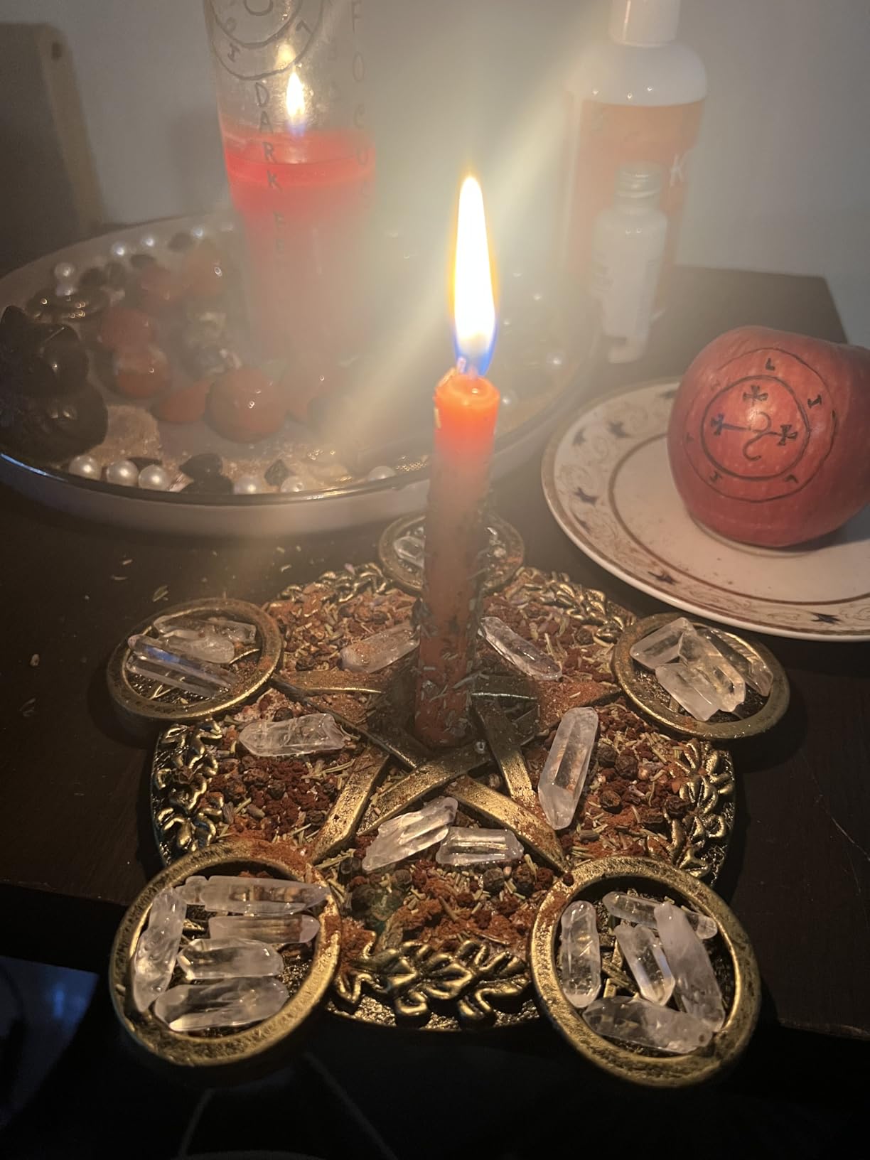 Star Candle Holder Pentacle Altar Plate Resin Tealight Holder Tray - Witchcraft Wiccan Supplies customer photo 1