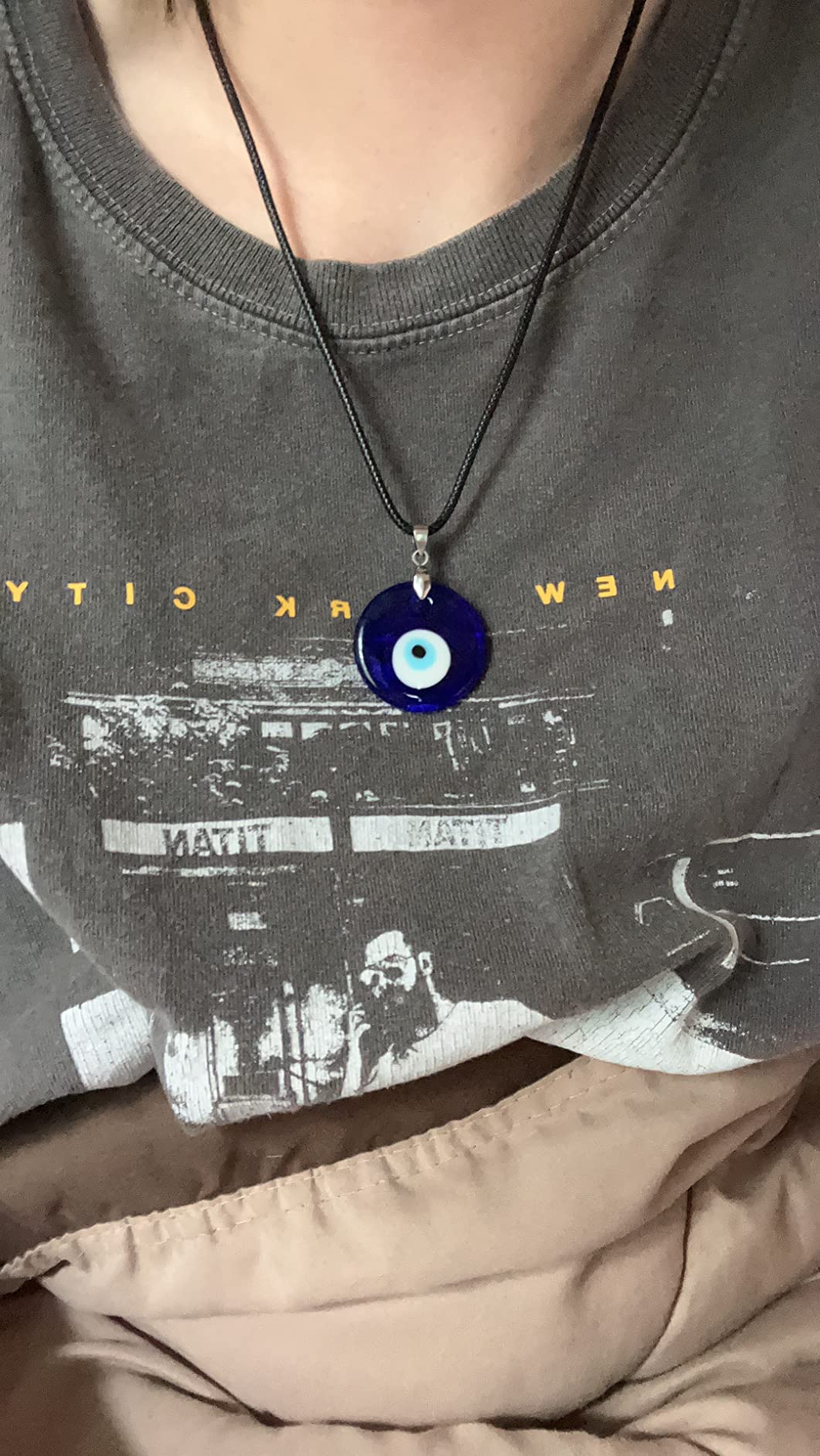 Evil Eye Necklace Turkish Blue Glass Leather Rope Evil Eye Necklace for Women Men Lucky Protection Jewelry customer photo 1
