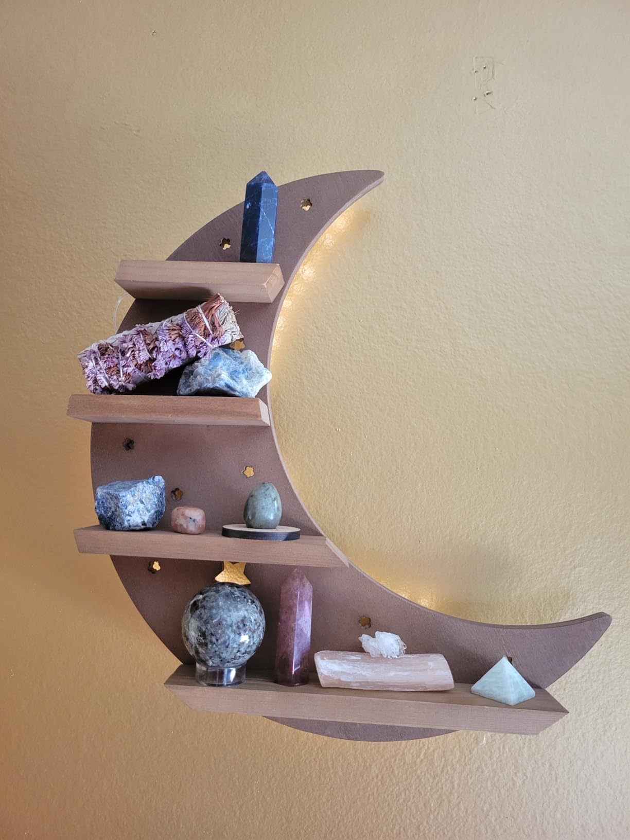 Crescent Moon Shelf with LED Lights - 15.7