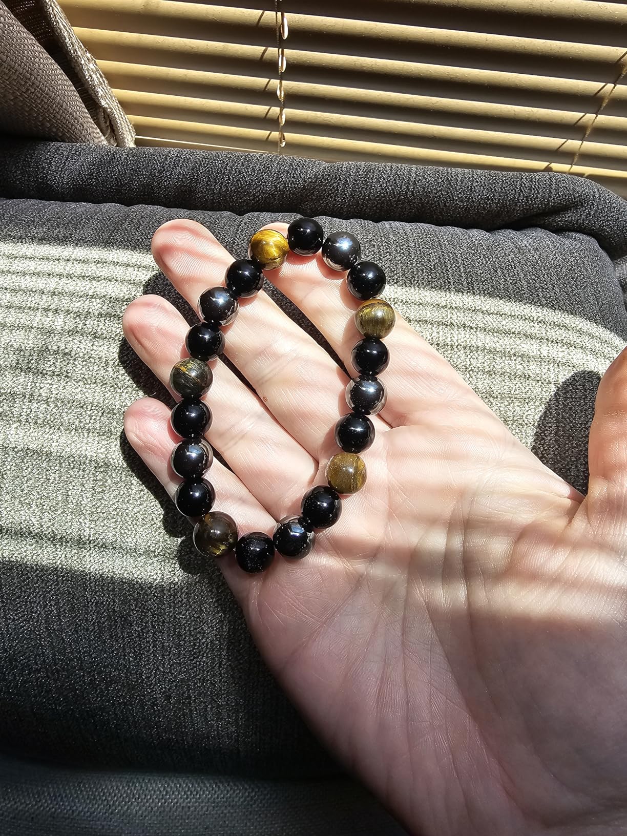 WFJ Black Obsidian Hematite Triple Protection Bracelets Set - Tiger Eye Beaded Natural Stone Bracelet for Men Women Gemstone (10MM) customer photo 1