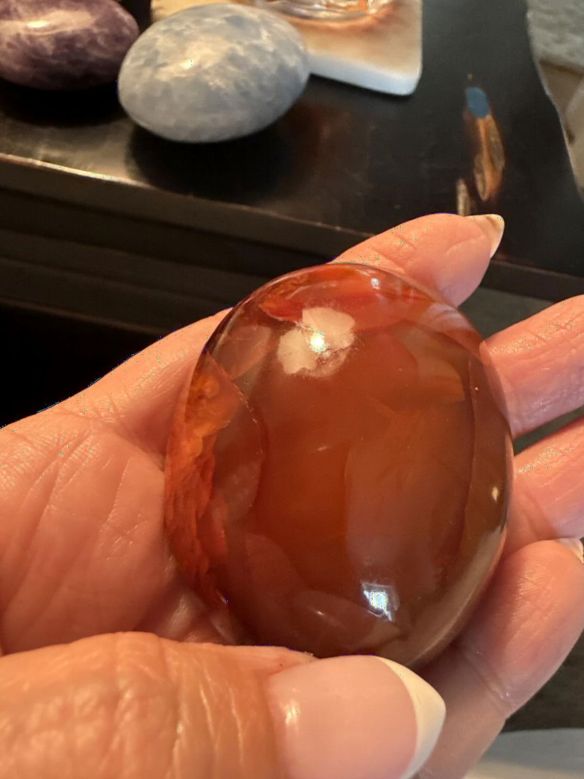 KALIFANO Palm Stone with Healing & Calming Effects - AAA+ Grade High Energy Worry Stone with Information Card - Reiki Crystal Used for Courage (Family Owned and Operated) customer photo 1