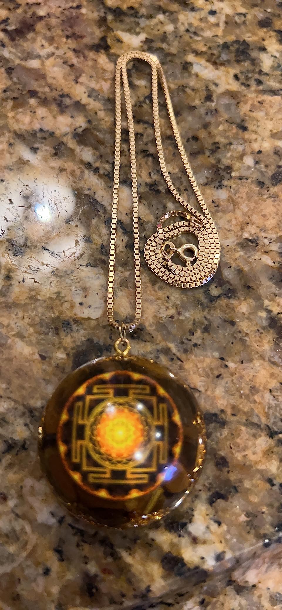 Day Day Up Orgonite Pendant Tiger Eye Necklace Sri Yantra Necklace Sacred Geometry Energy Healing Yoga Jewelry (Style 1) customer photo 2