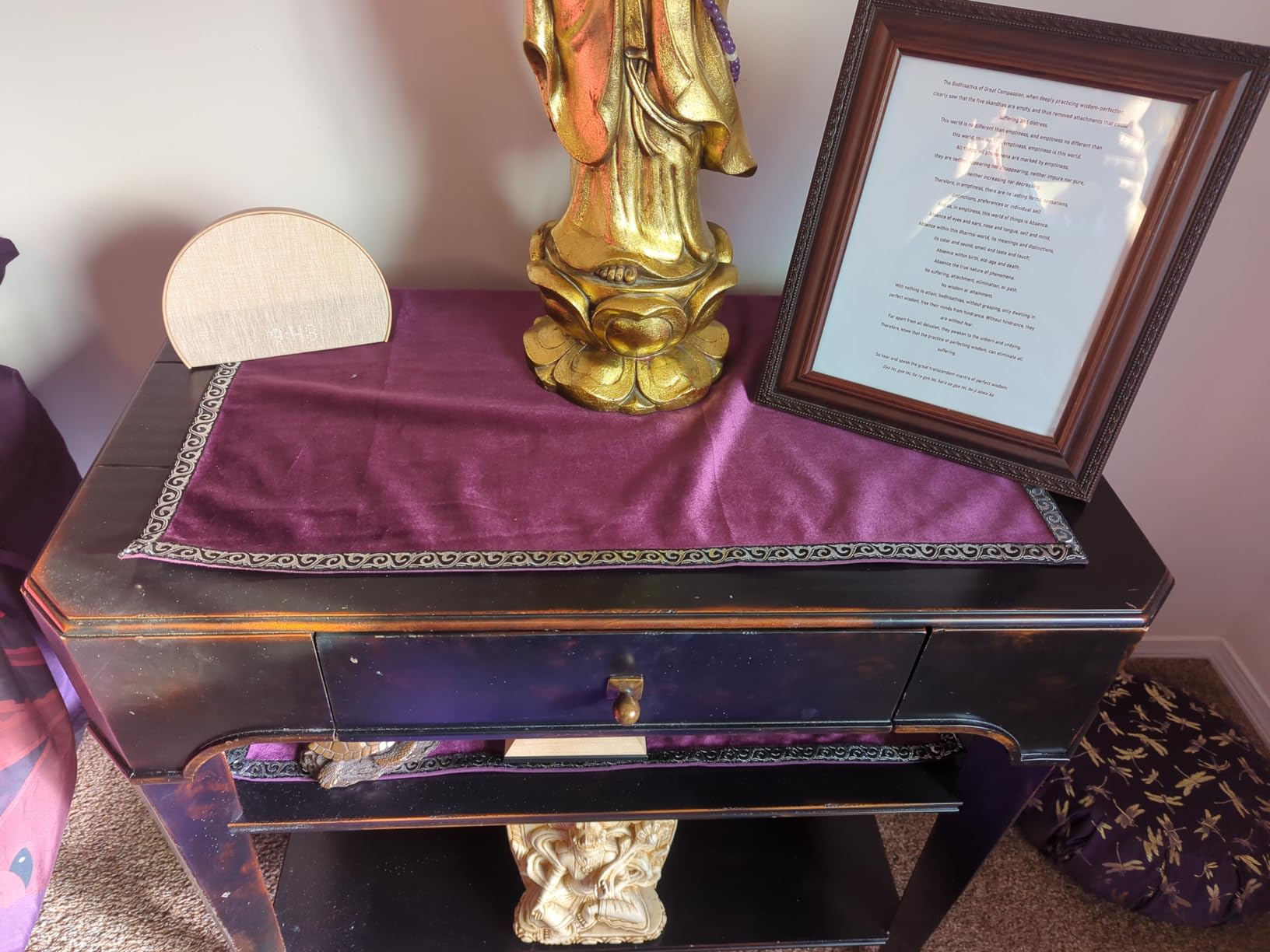 BLESSUME Altar Tarot Table Cloth Square Divination Wicca Velvet Cloth with Tarot Pouch (Black 1) customer photo 1