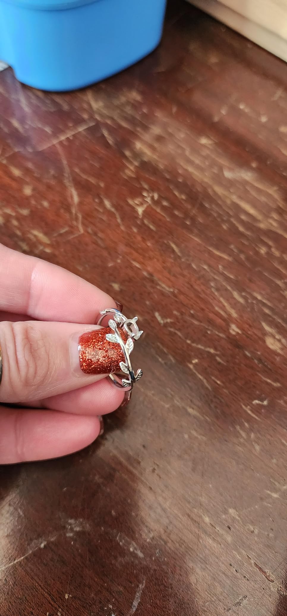 PRAYMOS 925 Sterling Silver Leaf Ring White Opal Moonstone Rings Adjustable Open Ring for Women with Jewelry Box Size 7-9 customer photo 1