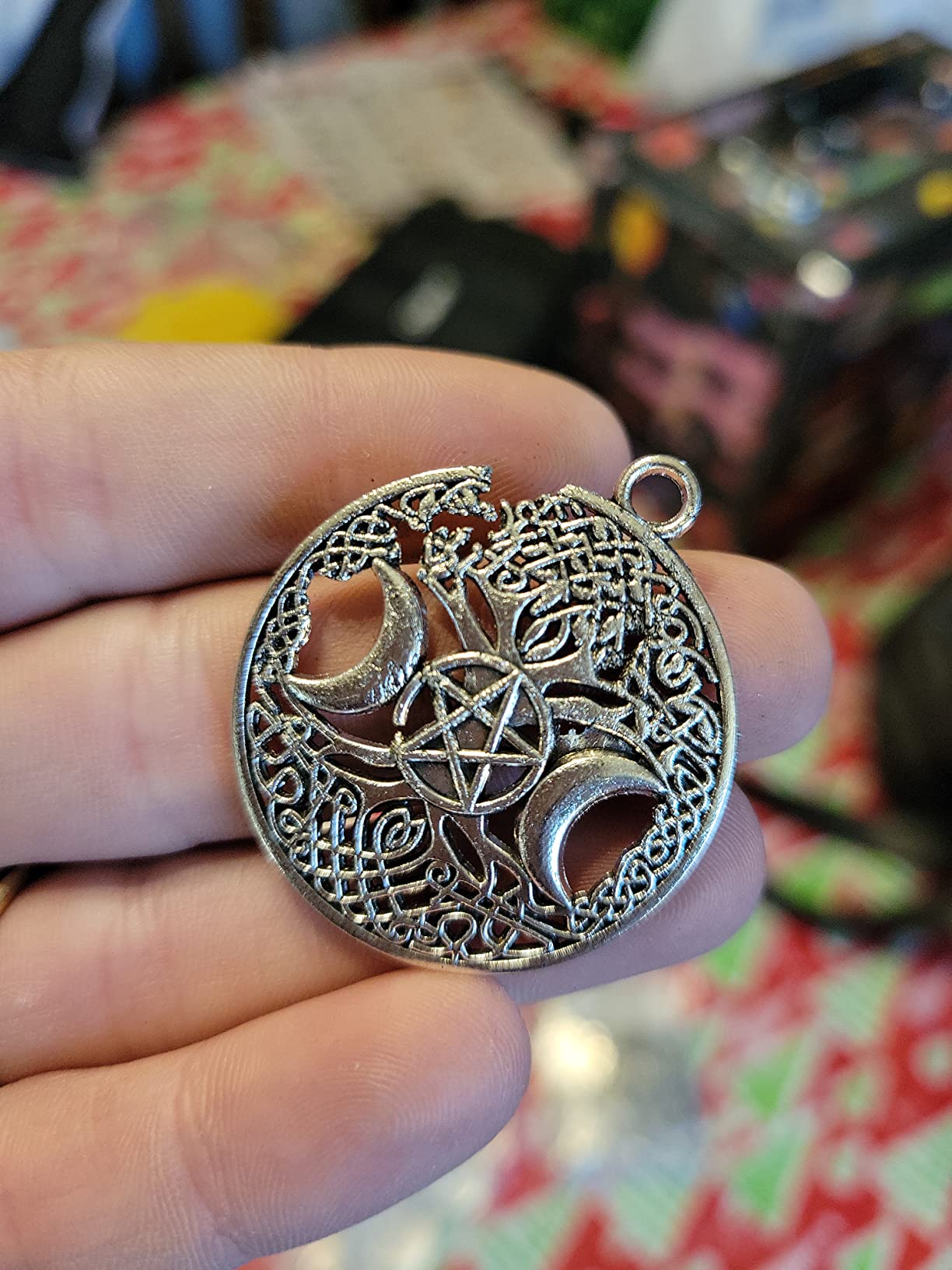 BronaGrand 20pcs Tree of Life Charms with Triple Moon Goddess Pentagram Tibetan Alloy Round Pentacle Pendants Vintage Tree Dangle Charms for DIY Jewelry Making Decor customer photo 2