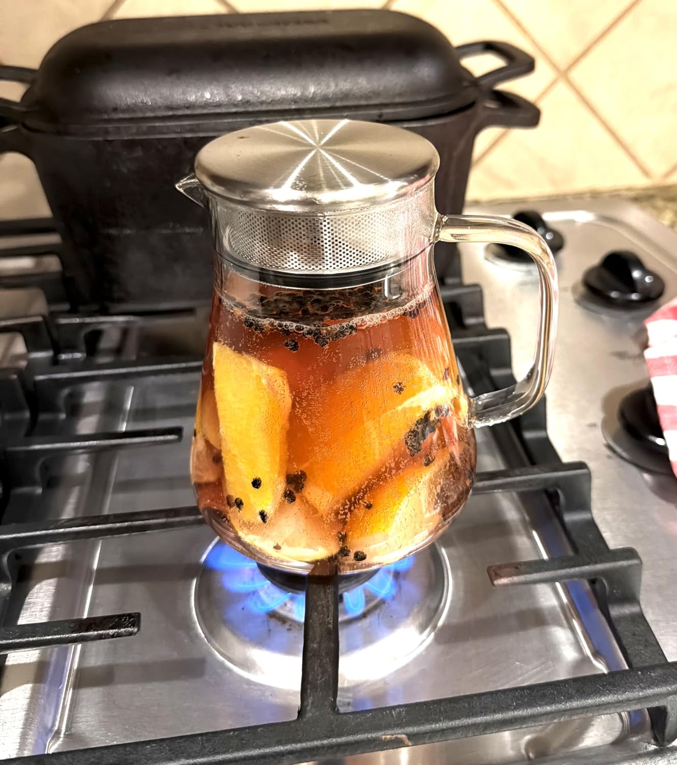 Teabloom One-Touch Tea Maker, 2-in-1 Teapot and Kettle with Stainless Steel Filter Lid for Loose Tea - Stain-Free Borosilicate Glass Teapot (27 Oz) - Tea Connoisseur's Choice customer photo 1