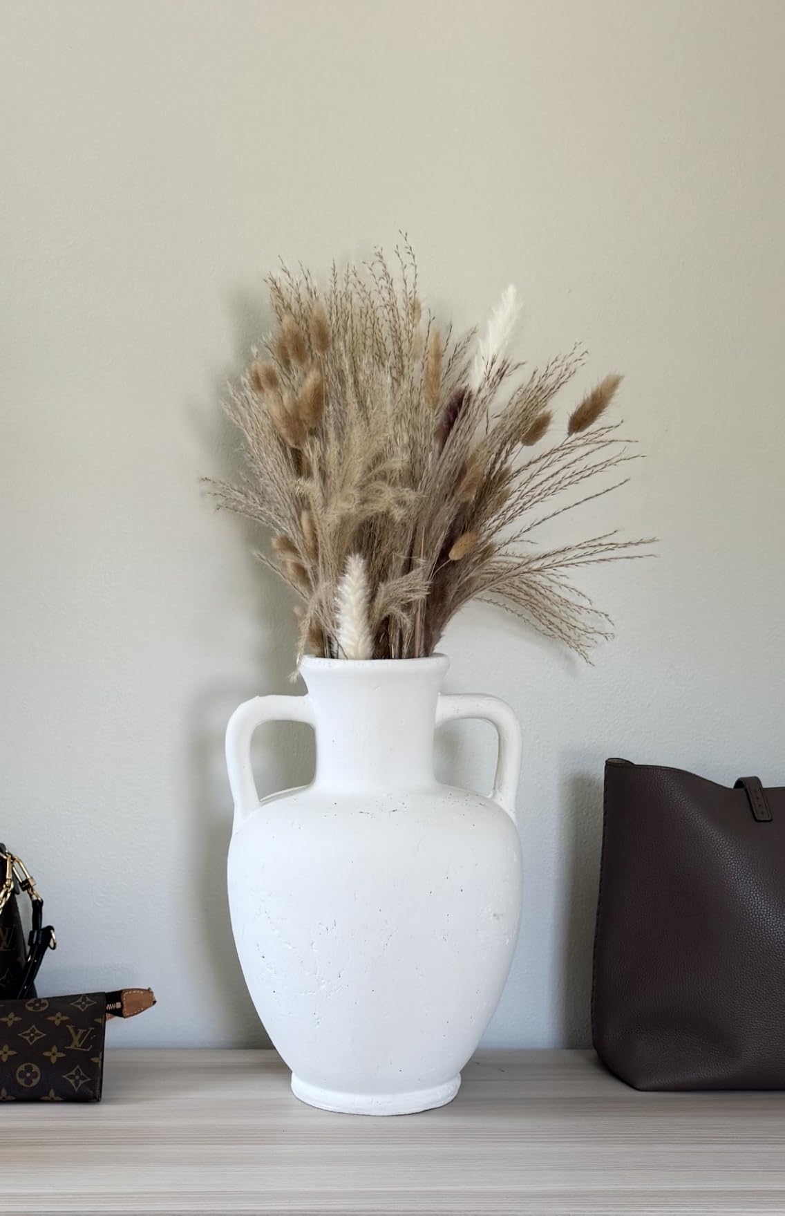 Dried Pampas Grass Decor, 100 Stems Pampas Grass Contains Bunny Tails Dried Flowers, Reed Grass Bouquet for Wedding Boho Flowers Home Table Decor, Rustic Farmhouse Party (17