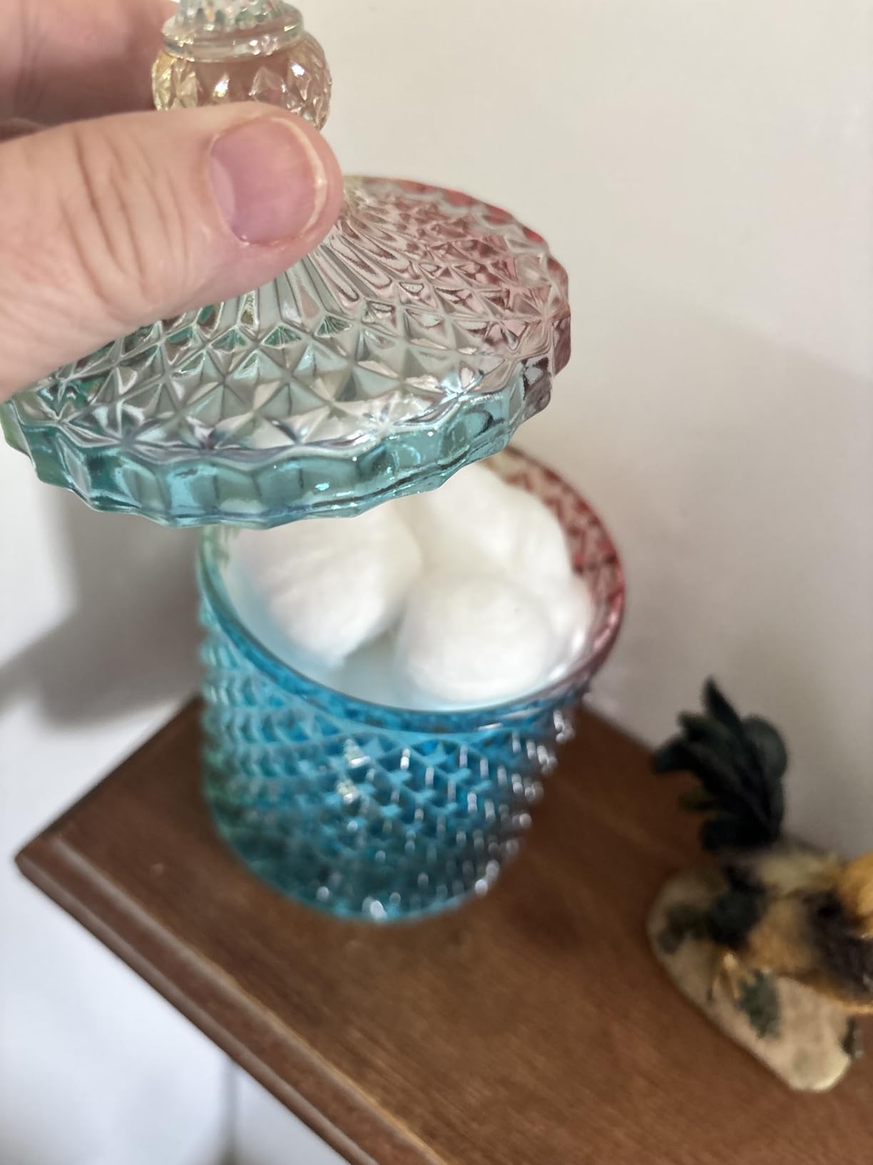 2 Pack Qtip Holder Thick Glass Apothecary Jars with Lid for Bathroom Decor Storage Organizer for Cotton Swabs, Balls, Pads, Floss Picks, Candy, Jewelry, Clear customer photo 1