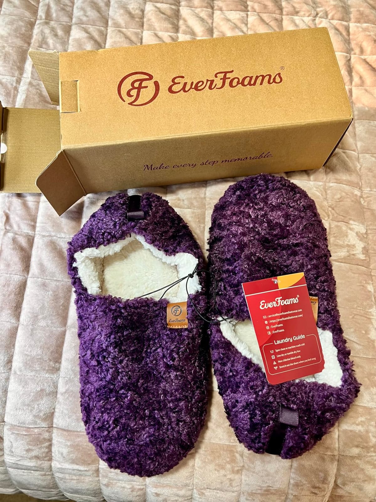 EverFoams Women's Soft Curly Slippers Memory Foam Lightweight House Shoes customer photo 1