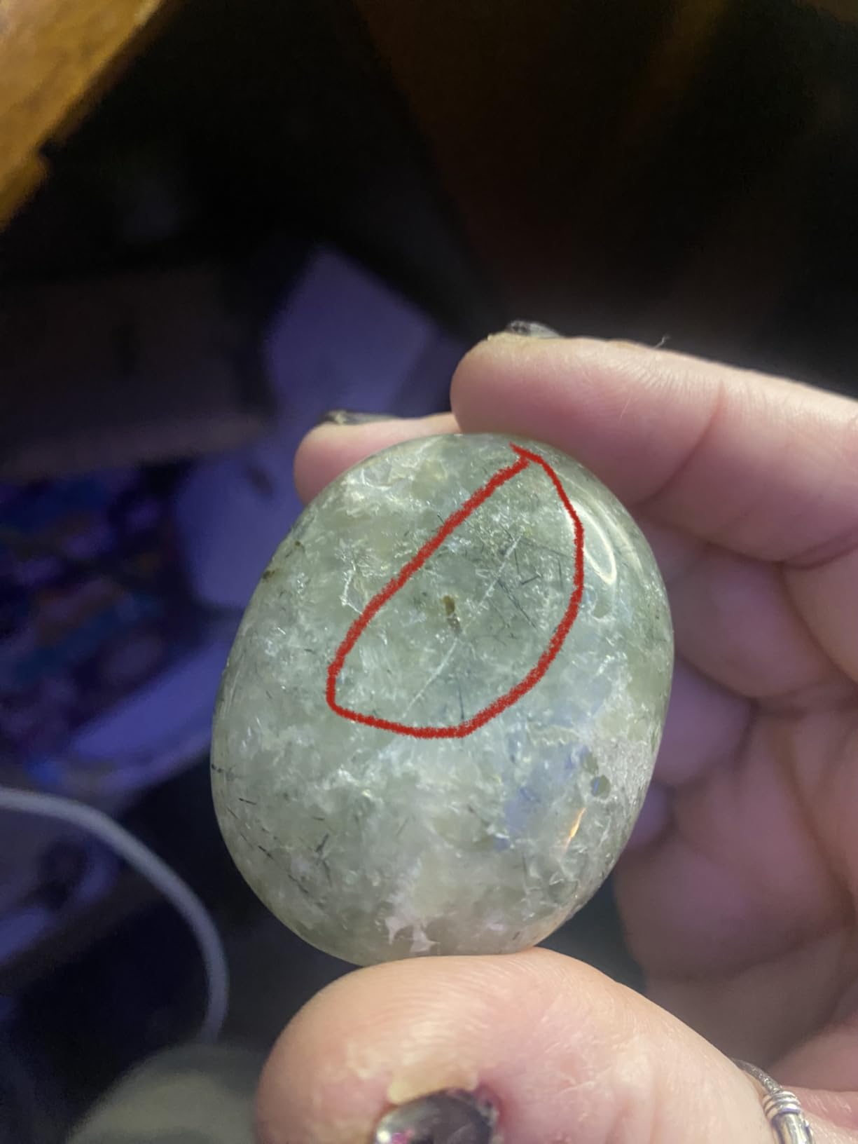 Prehnite Epidote Crystal Palm Stone, 45-50mm Large Healing Crystal | Natural Meditation Healing Stone for Good Luck, Positive Energy, Relaxation and Stress Relief - Gifts for Men Women customer photo 2