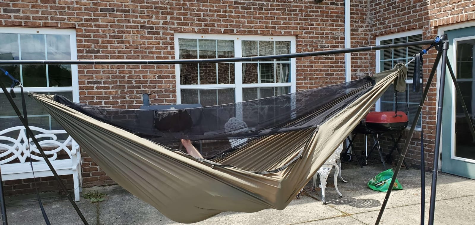 Onewind 11ft Ultralight Camping Hammock with Mosquito Net and Ridgeline | 40D Hexagon Ripstop Nylon, Integrated No-see-ums Bugnet, 64'' Single Wide Panel, Lightweight Hammock for Hiking Backpacking customer photo 2