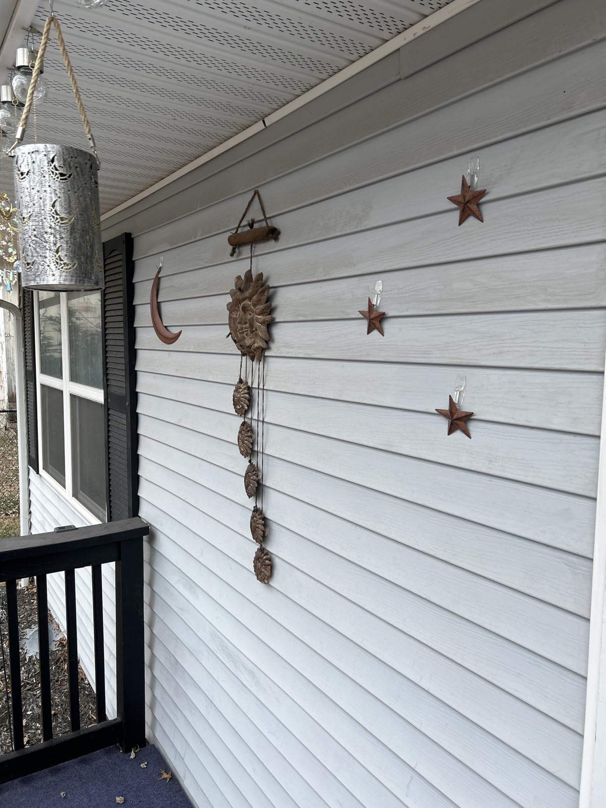 Metal Moon Wall Decor Metal Stars Decor Outhouse Moon Boho Wall Decor Wall Art Hanging Nordic Bohemian Style Wall Decorations Rustic Vintage Farmhouse Star Door Decor for Home Living Room Bedroom customer photo 2