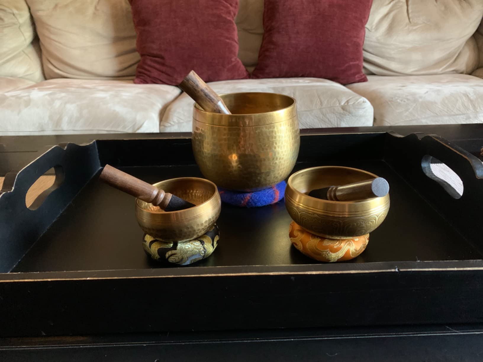 Relaehih Tibetan Singing Bowls Set-Hand-hammered in Nepal Sound Bowl for Meditation, Yoga, Chakra, Meditation Accessories, Unique Gifts for Women, Men (Blue, 5 inch) customer photo 2