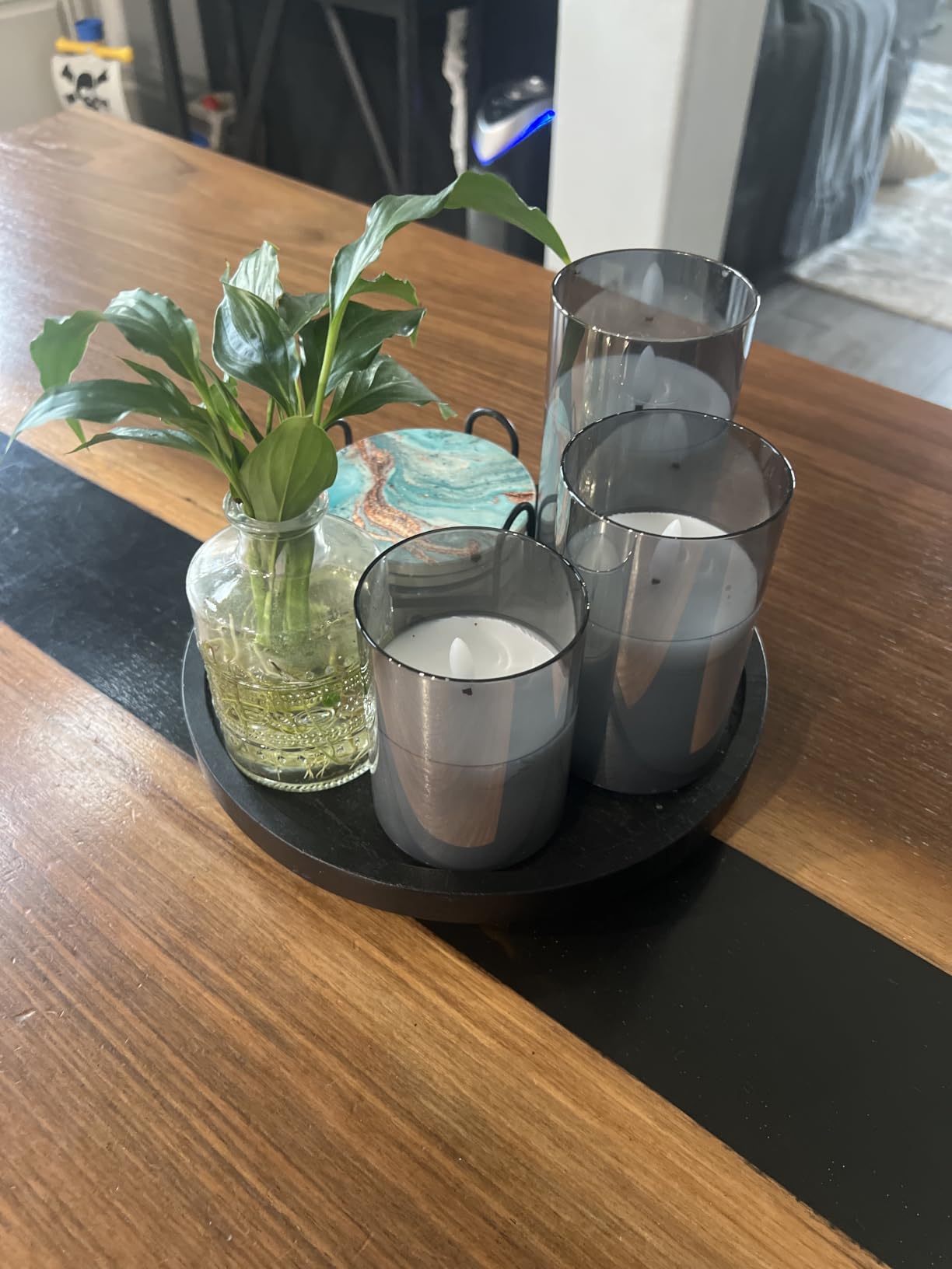 Eywamage Clear Glass Flameless Candles with Remote Timer, Flickering Battery LED Pillar Candles Set of 3 customer photo 2