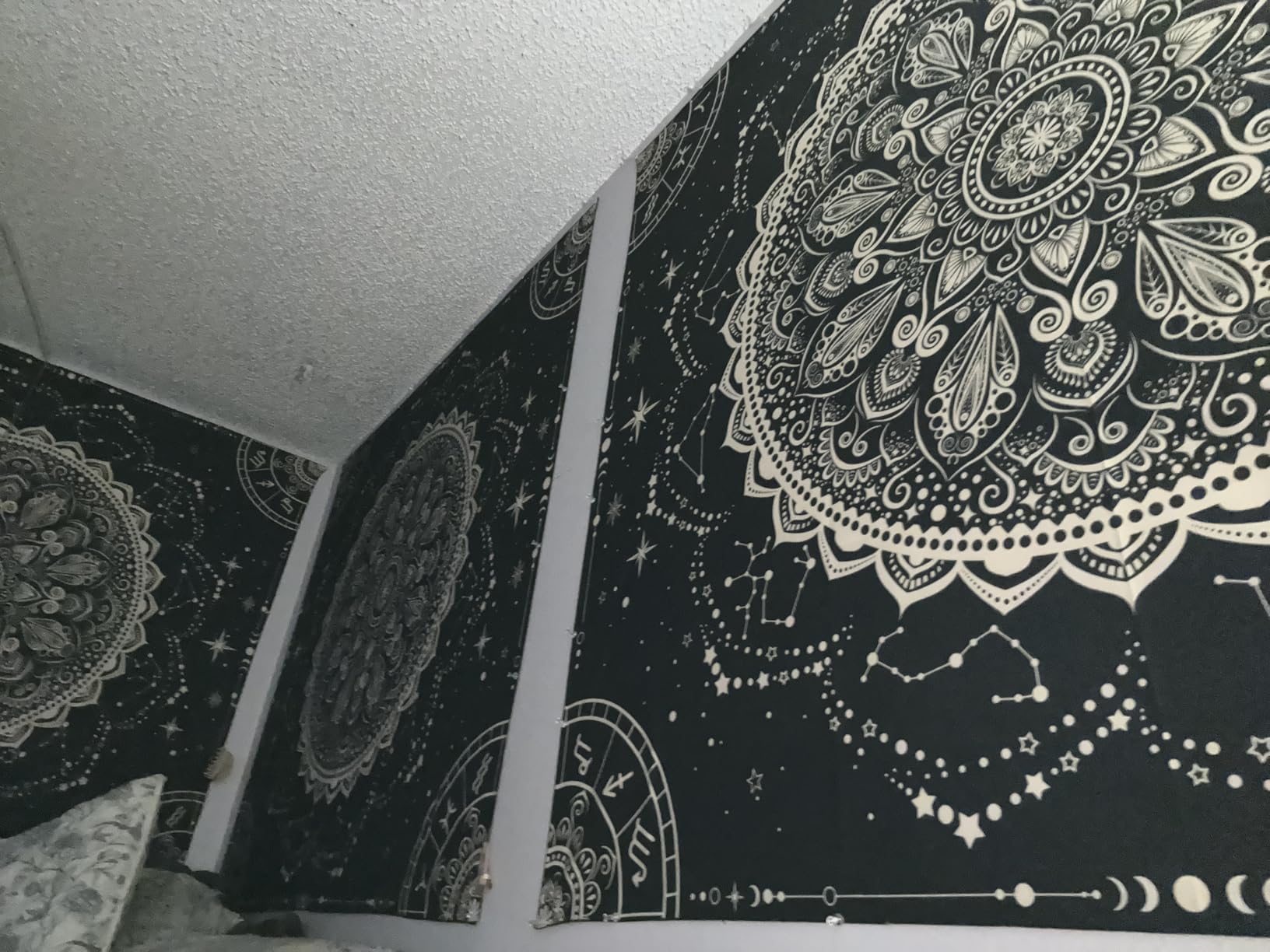 FLY SPRAY Black Golden Mandala Tapestry Astrology Space Wall Hanging Large Aesthetic Hippie Decor Bohemian Art Boho Home Talestry for Bedroom Living Room Ceiling customer photo 1