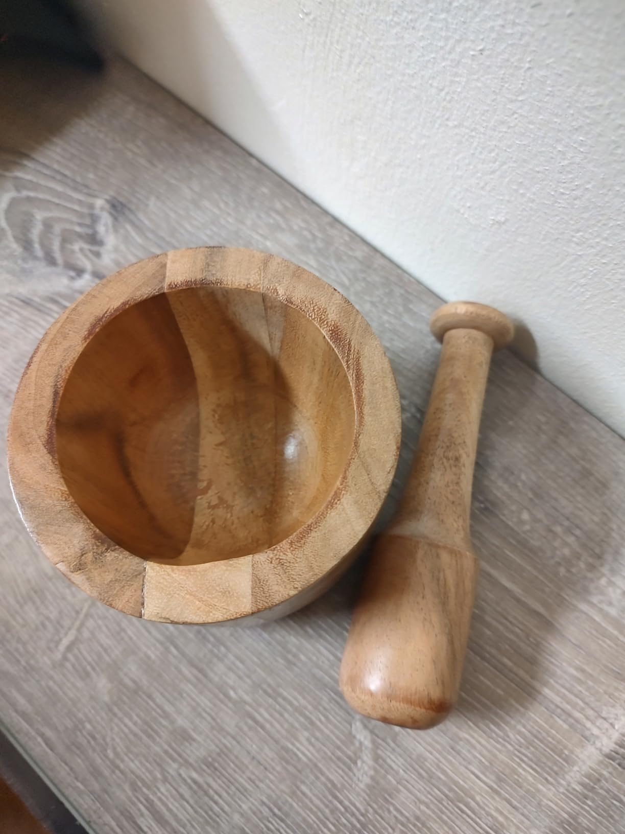 Acacia Wood Mortar and Pestle for Garlic Pepper Herb Crusher Kitchen Utensils Birthday Housewarming Gift. Mortar- 4