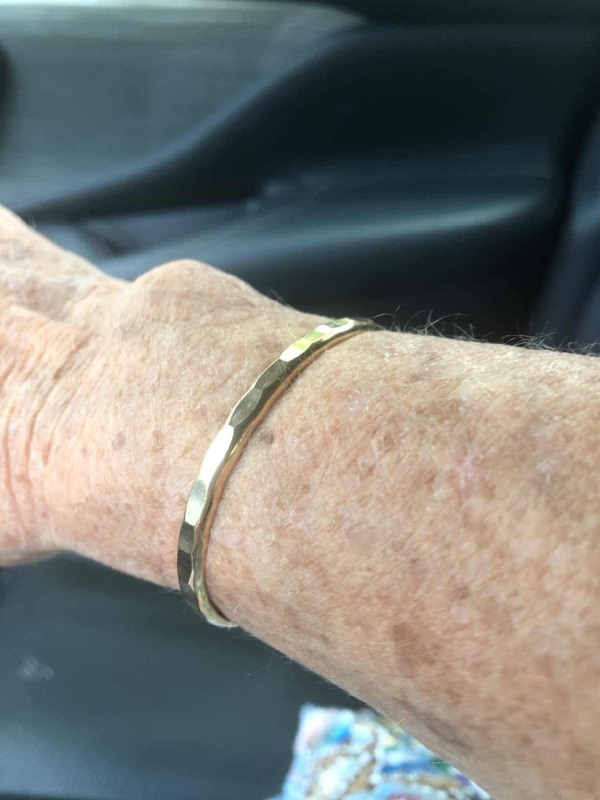 Wide Hammered Cuff Bracelet; Elegant Silver, Gold, and Rose Gold Filled Bangle with Heavily Hammered Texture; Women's Stacking Cuff by Lotus Stone Design customer photo 1