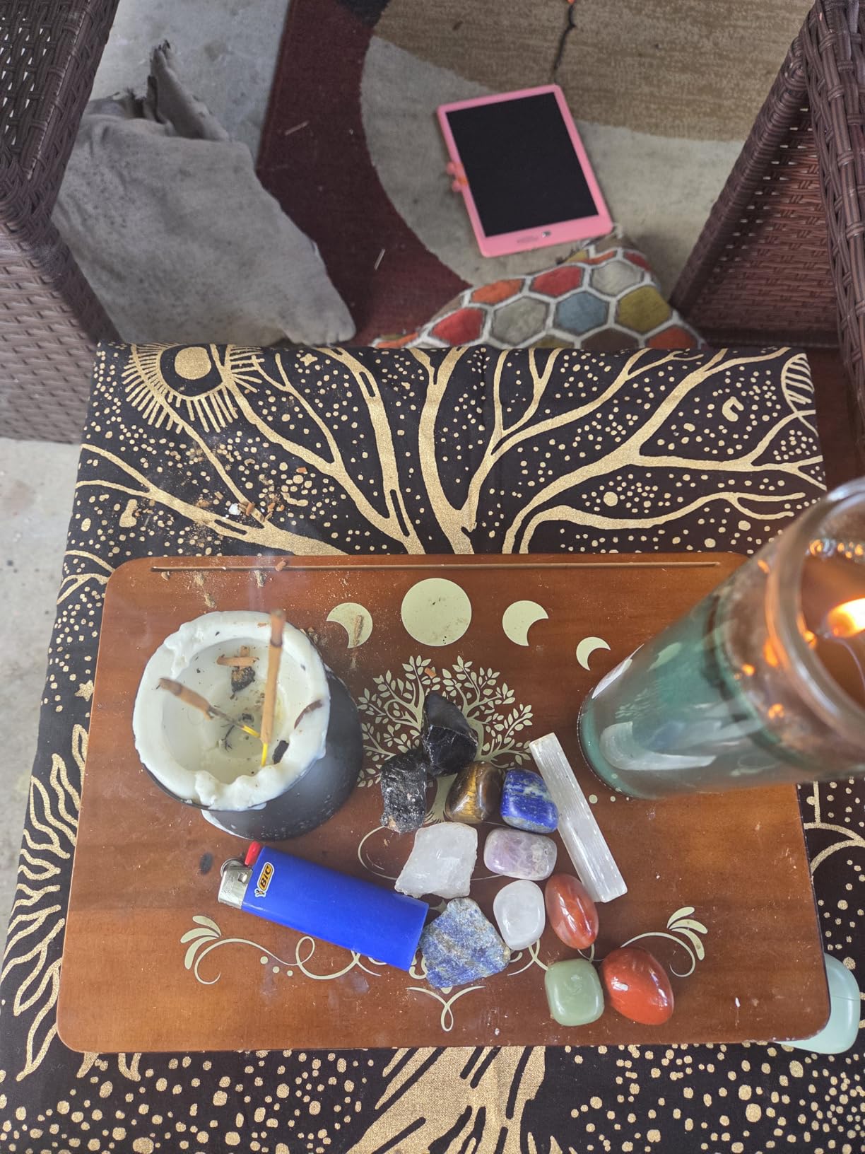 Indian Consigners Tree of Life Altar Cloth Tapestry Tablecloth Celtic Trees Ritual Spiritual Cloth for Sacred Places, Cotton Square Tarot Table Cover 18 by 18 Sacred customer photo 2