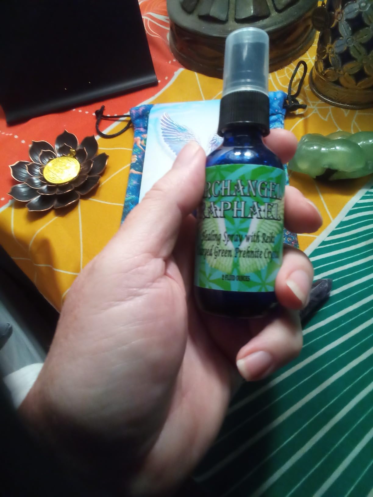 Archangel Raphael Sacred Spray with Reiki Charged Green Prehnite Crystal (2 oz) - High Frequency Healing Spray in Glass Bottle customer photo 1