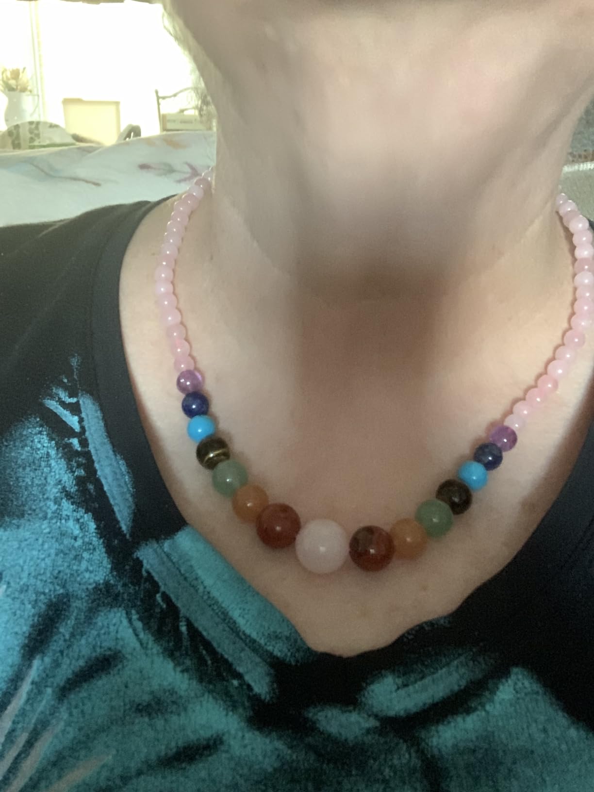 7 Chakra Necklace for Women Strong Healing Crystal Genuine Stone Beaded Gemstone Necklace 20 inches Jewelry Gifts for Women Mom customer photo 2