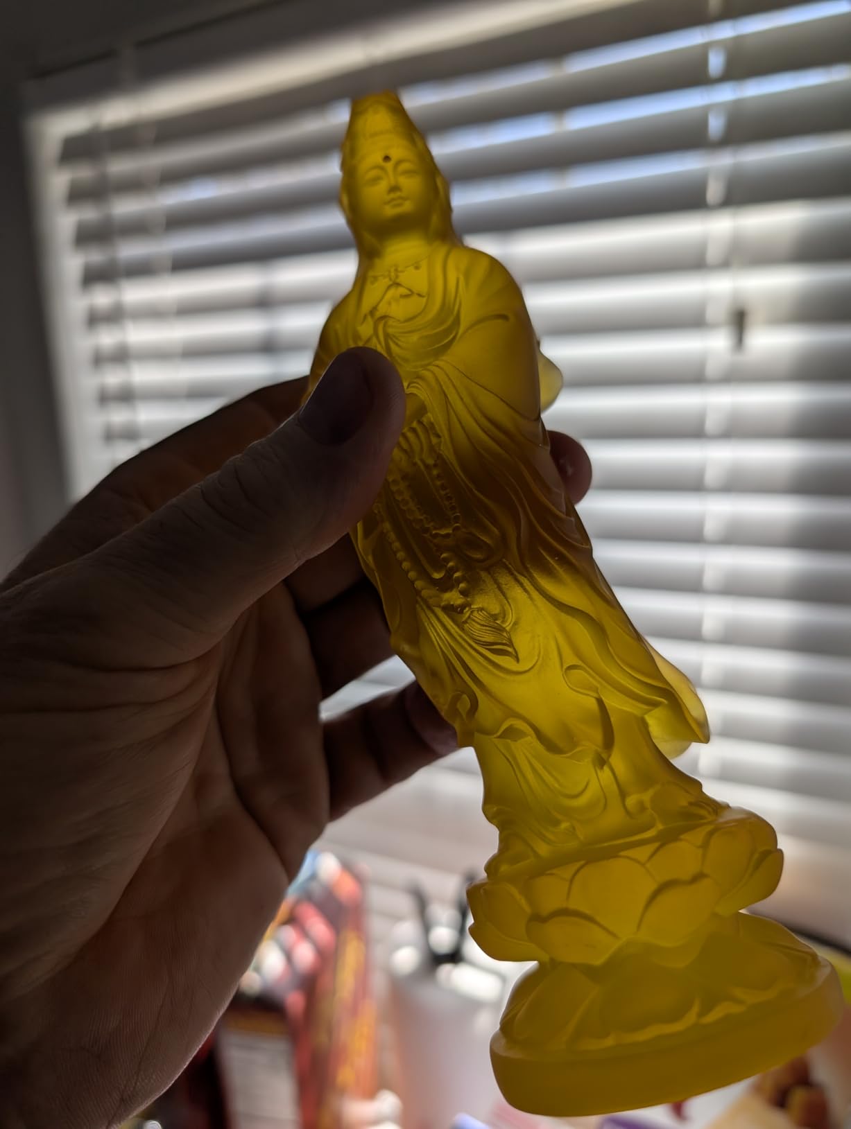 Resin Guan Yin Statue - Handmade Quan Yin, Kwan Yin, Quan Am, Kuan Yin, Guanyin Statue for Meditation Altar, Female Buddha Statue - Goddess of Mercy and Compassion customer photo 1