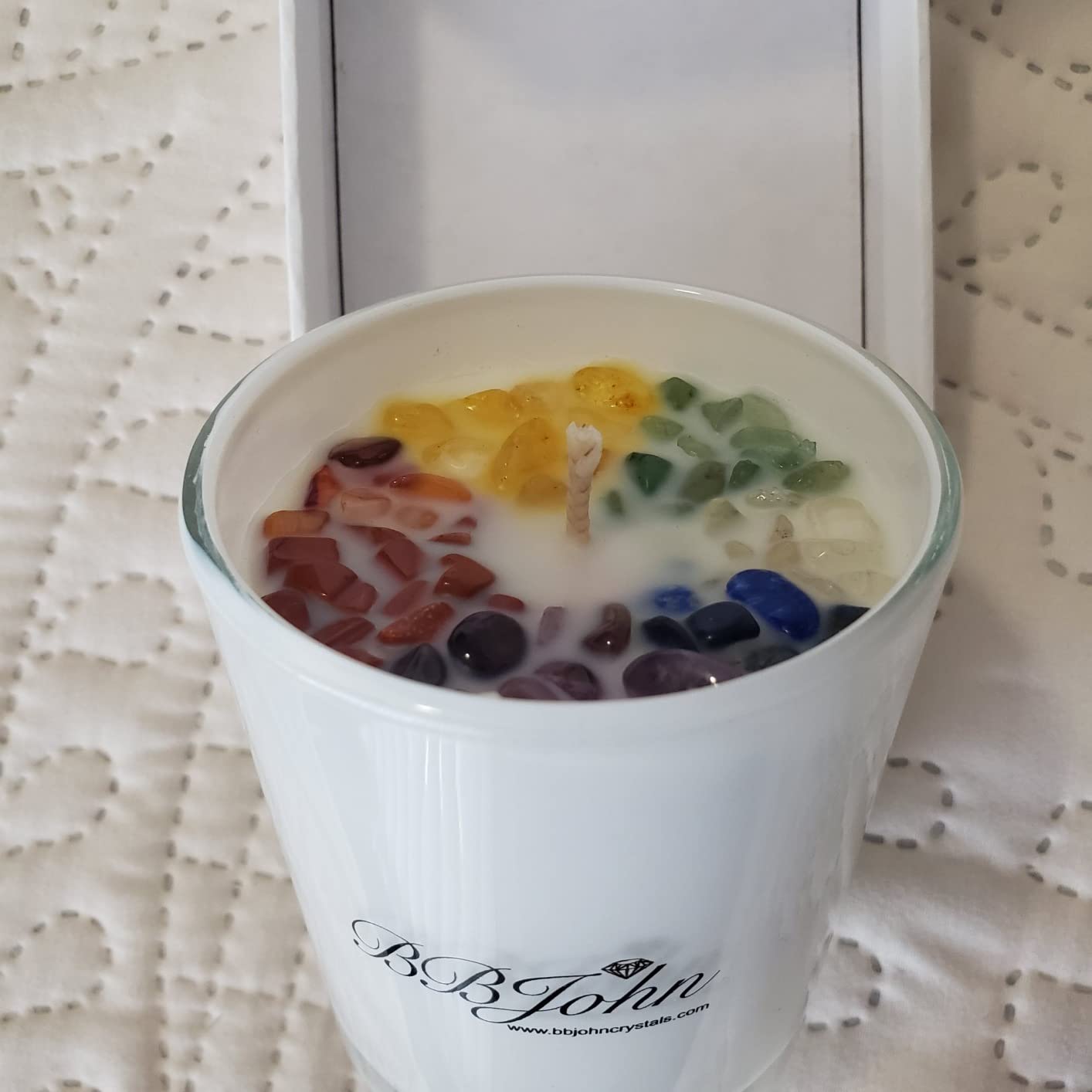 Chakra Crystal Candle - Manifestation Intention - Healing Crystals Gemstones - Seven Chakras Stones - Meditation - Spiritual Aromatherapy - Stress Relief, Relaxing & Balance - Natural Soy Wax customer photo 2