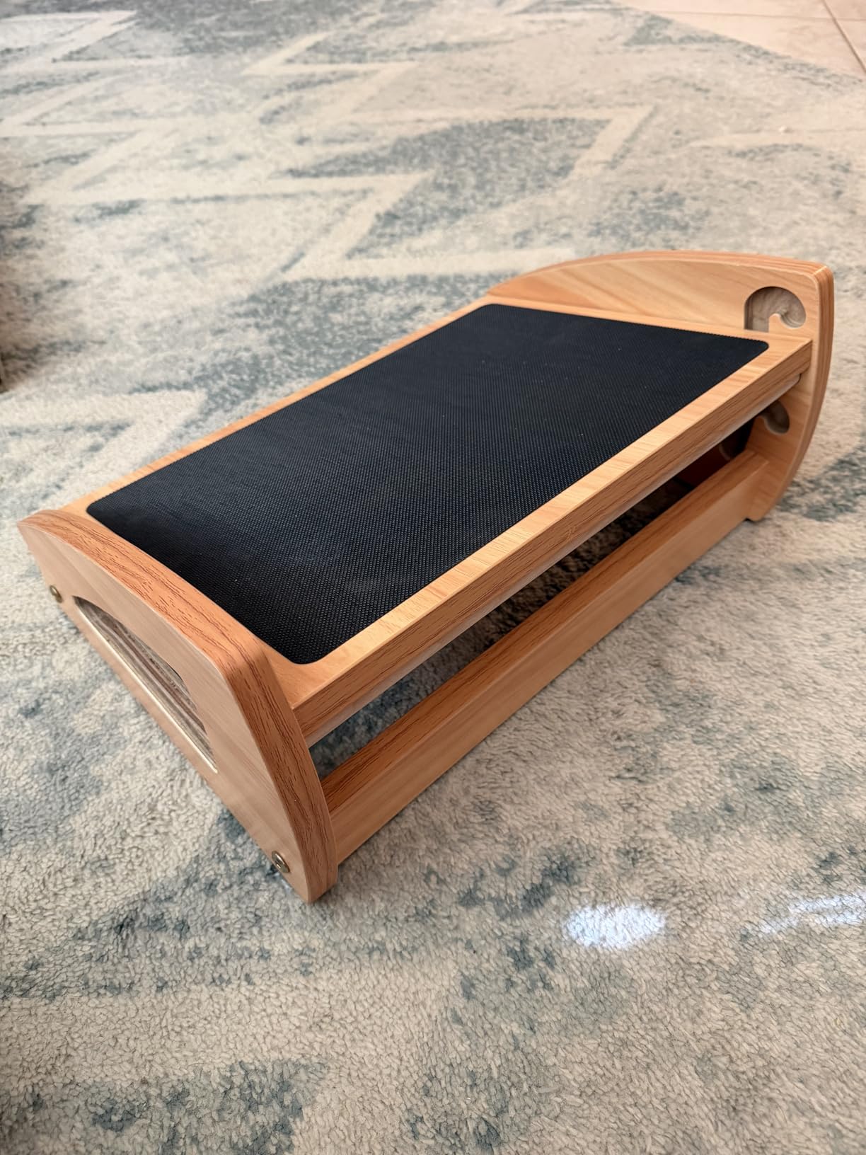 StrongTek Ergonomic Under Desk Footrest, 3 Adjustable Heights Wooden Office Footrest, Large Anti-Slip Surface, Improves Posture and Blood Circulation, up to 400lbs (Natural) customer photo 2