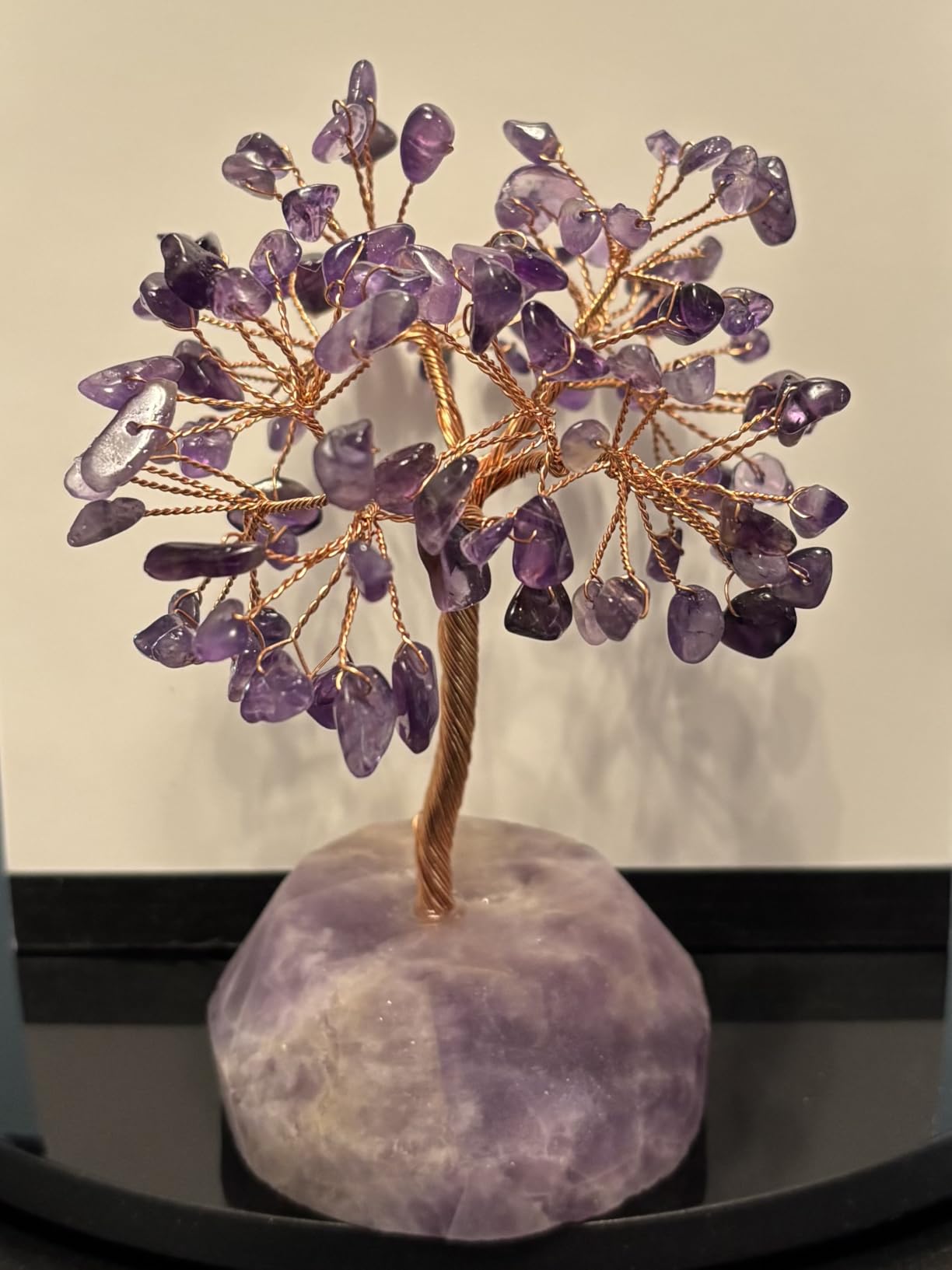 QINJIEJIE Amethyst Crystal Tree of Life Decor Crystals and Healing Stones | Natural Crystals Tree Base Copper Wire Spiritual Meditation Energy Purple Room Office Desk Decor Purple Gifts for Women customer photo 1