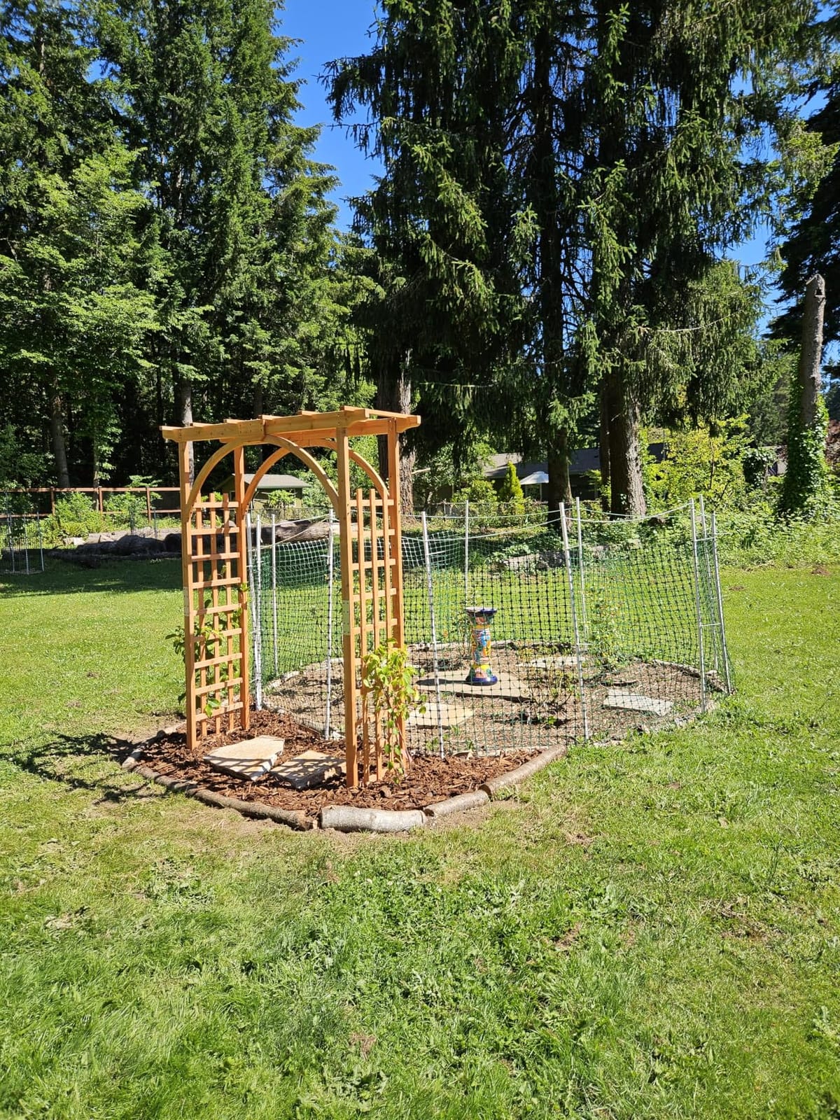 Yaheetech 85in Wooden Garden Arch Arbor Trellis for Backyard Patio Outdoor | Metal-reinforced fir wood arch with lattice sides supports climbing roses, wisteria, and vines customer photo 1
