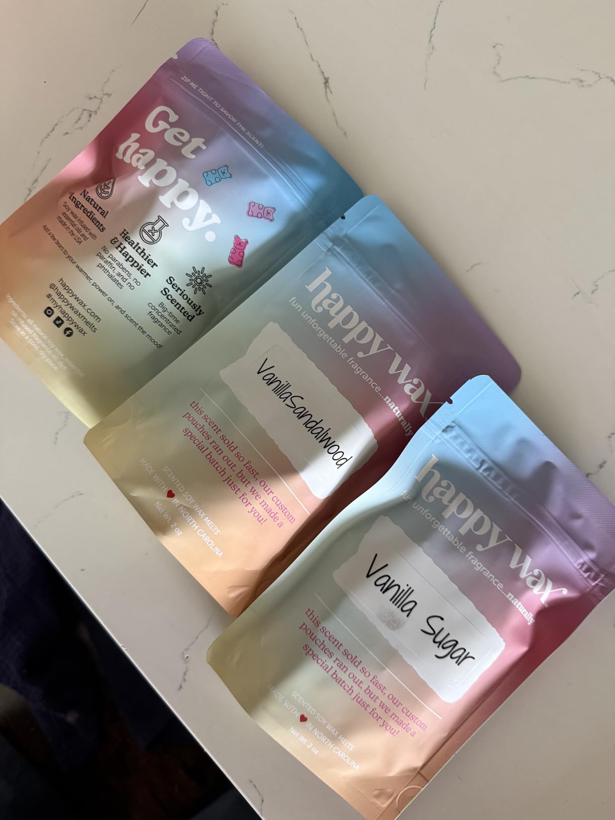 Happy Wax Vanilla Lovers Collection: Natural, Non-Toxic Scented Soy Wax Melts - Total 6oz Variety Pack: Vanilla Bean Latte, Vanilla Sugar, Vanilla Sandalwood customer photo 2