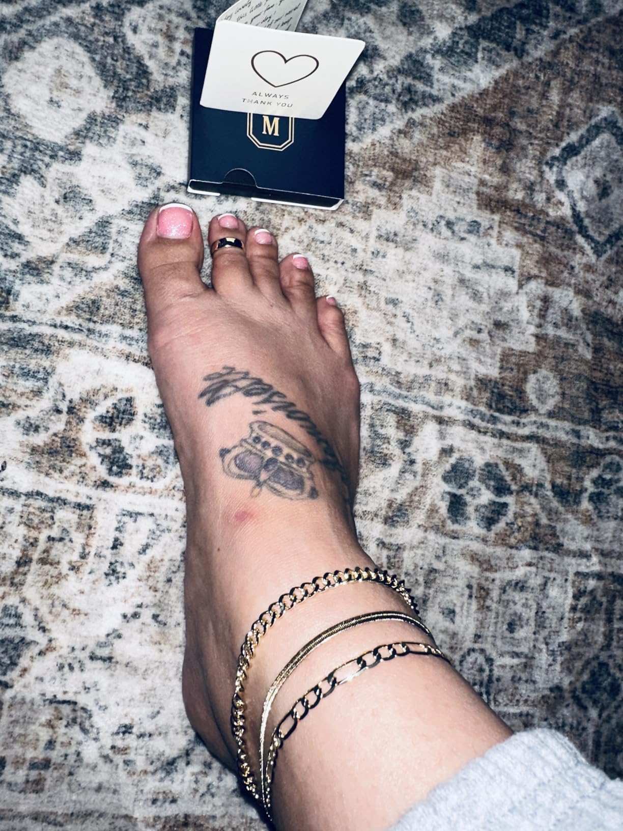Gold Anklets for Women Waterproof, Non Tarnish14K Gold Plated Ankle Bracelets Set Stack, Summer Beach Jewelry Gifts for Vacation, Bikini Outfits for Women Mom Her customer photo 2