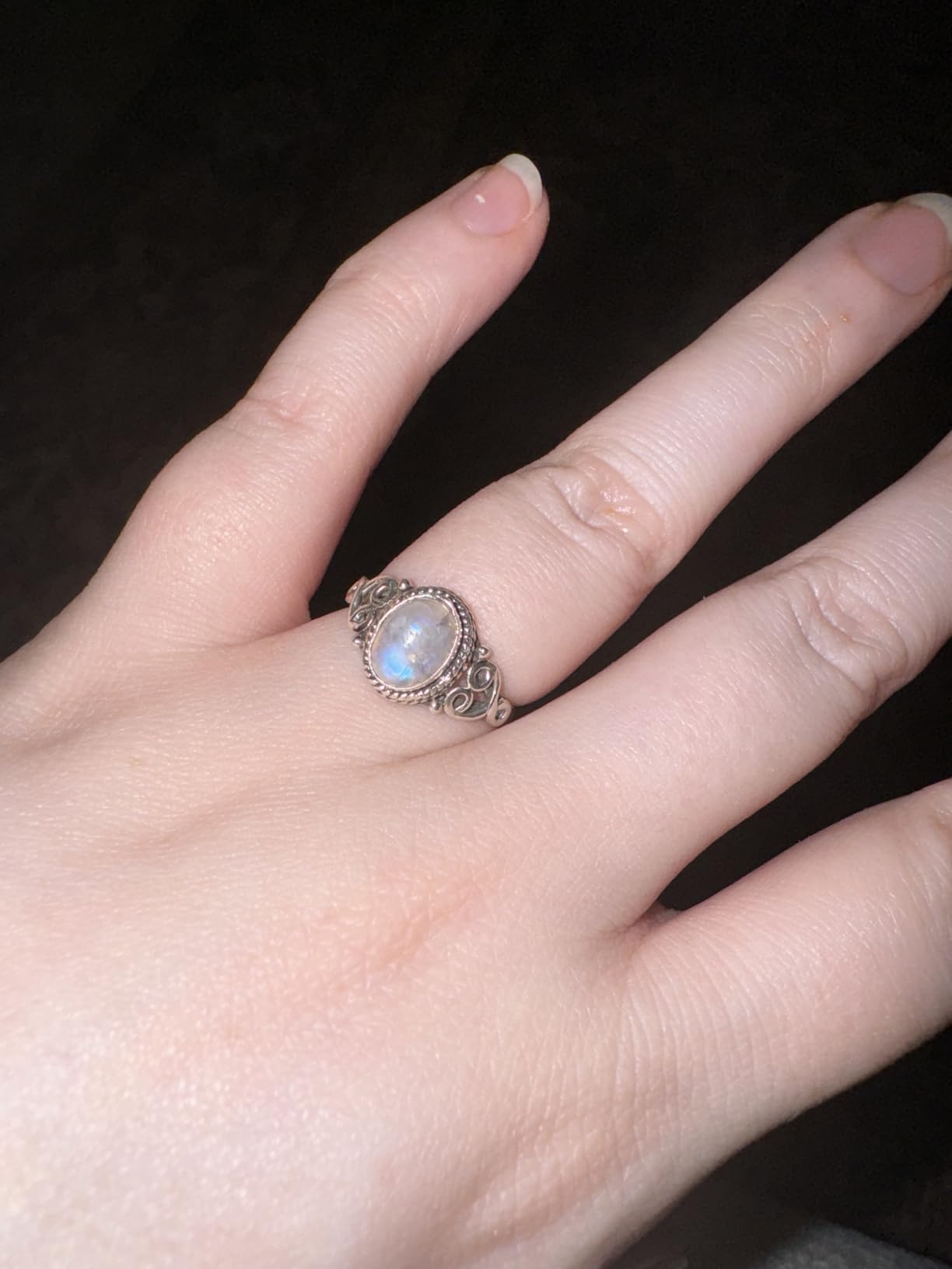 Rainbow Moonstone Ring 925 Sterling Silver Statement Ring For Women Handmade Gemstone Christmas Jewellery Gift For Her customer photo 1