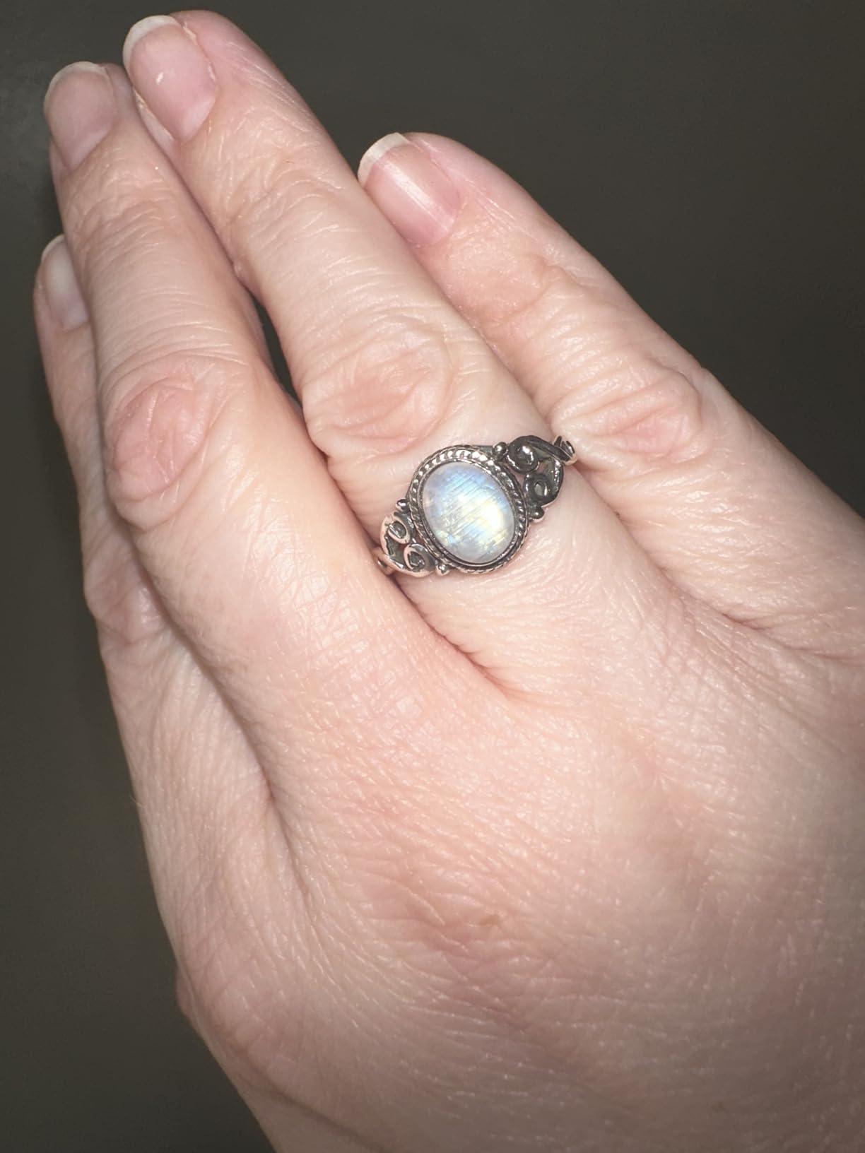 Rainbow Moonstone Ring 925 Sterling Silver Statement Ring For Women Handmade Gemstone Christmas Jewellery Gift For Her customer photo 2
