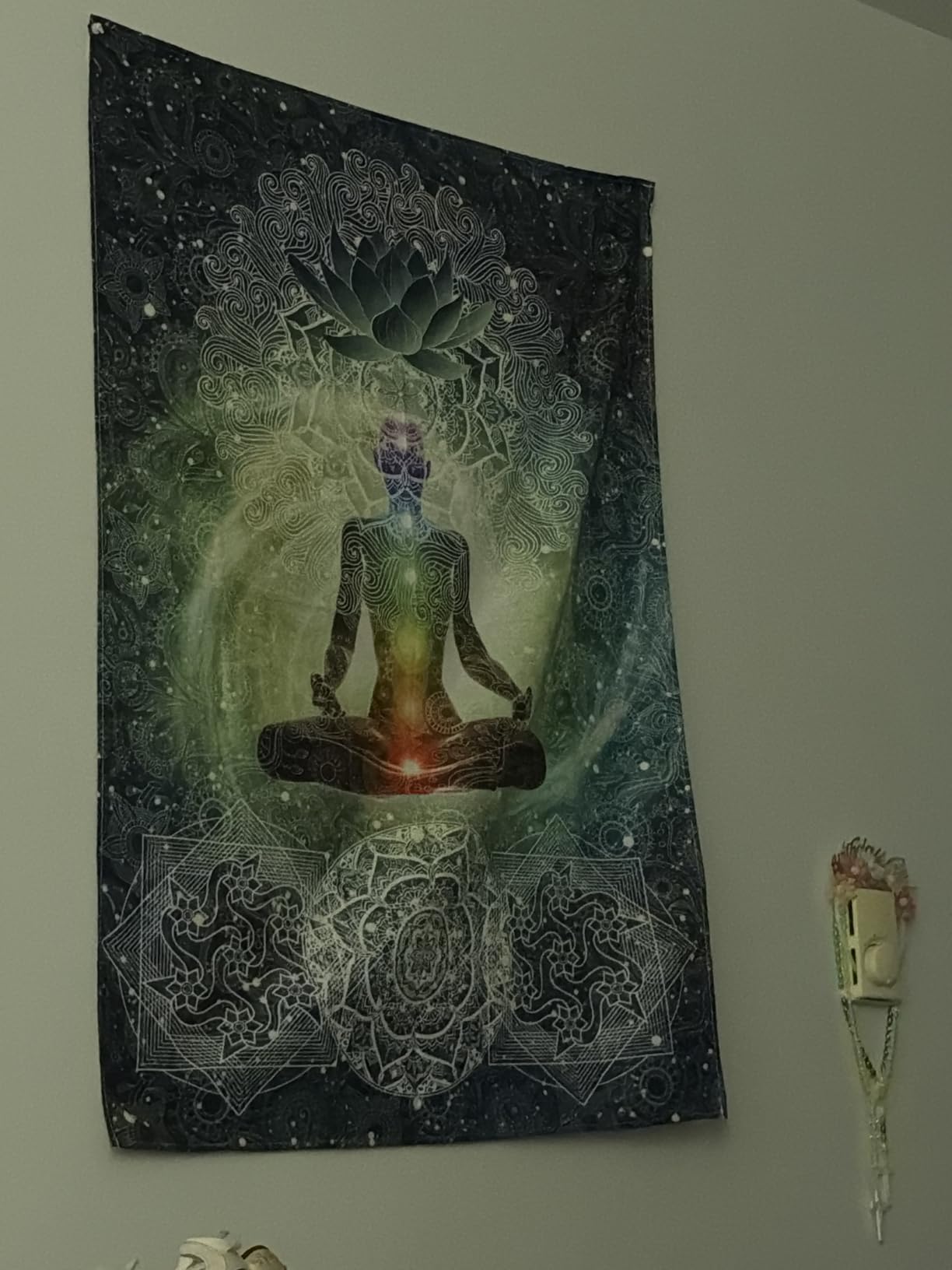 DYNH Chakra Tapestry, Seven Chakra Yoga Meditation Zen Decor Tapestry Wall Hanging for Bedroom, Hippie Lotus Spiritual Tapestries Poster Beach Blanket College Dorm Home (30L x 40W) customer photo 1