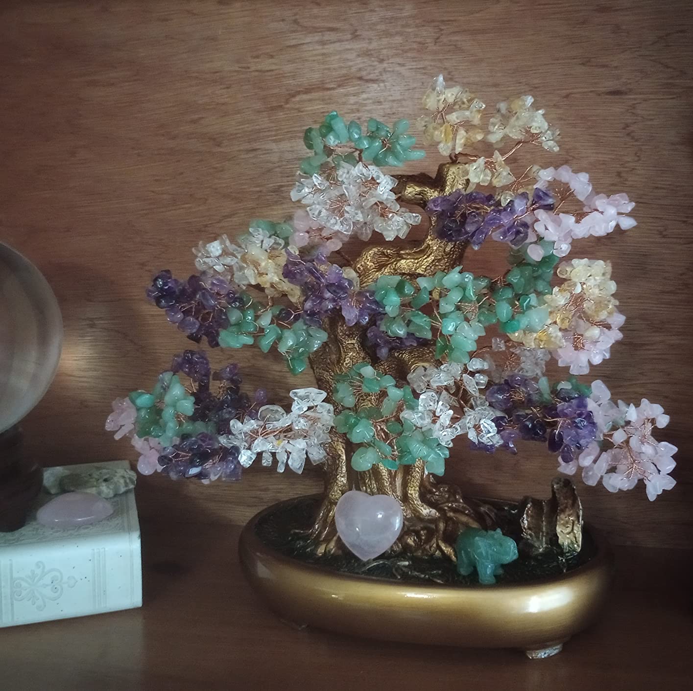 Natural Chakra Gemstone Crystal Bonsai Tree of Life Large Feng Shui Money Tree for Luck and Wealth Desk Decoration (1,251 Gem Count) customer photo 1
