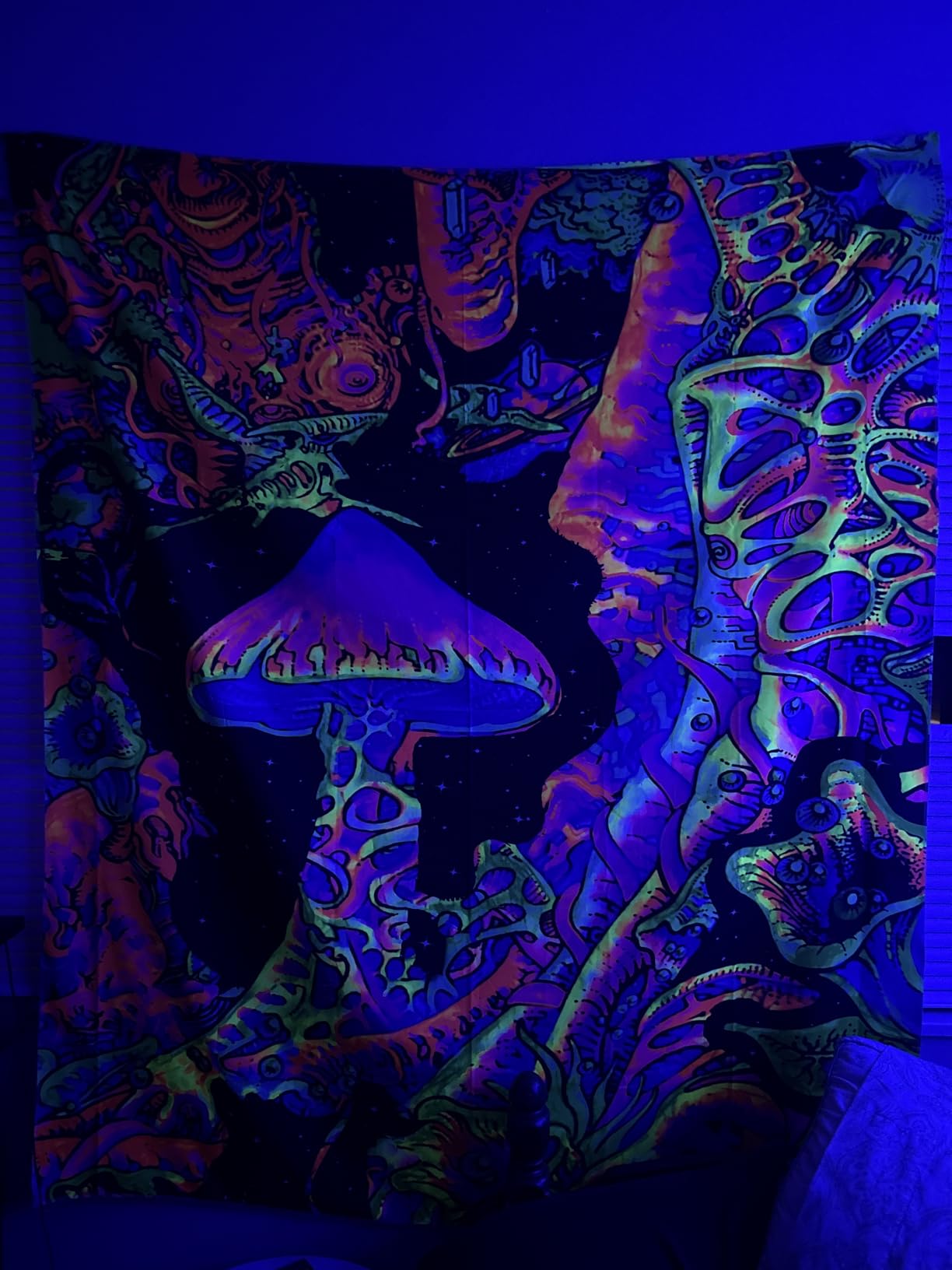 ADDWel Blacklight Mandala Boho Tapestry Glow In The Dark, Black Light Bohemian Hippie Poster Wall Hanging for Bedroom Aesthetic Wall and Room Decor (50