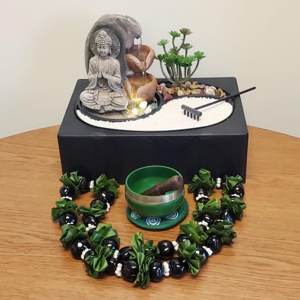 WICHEMI Tabletop Water Fountain Buddha Fountain Indoor with LED Light | Tabletop Fountain, Relaxing Water Feature, Soothing Sound, Stress Relief, For Home Office Bedroom Decor, 11.4