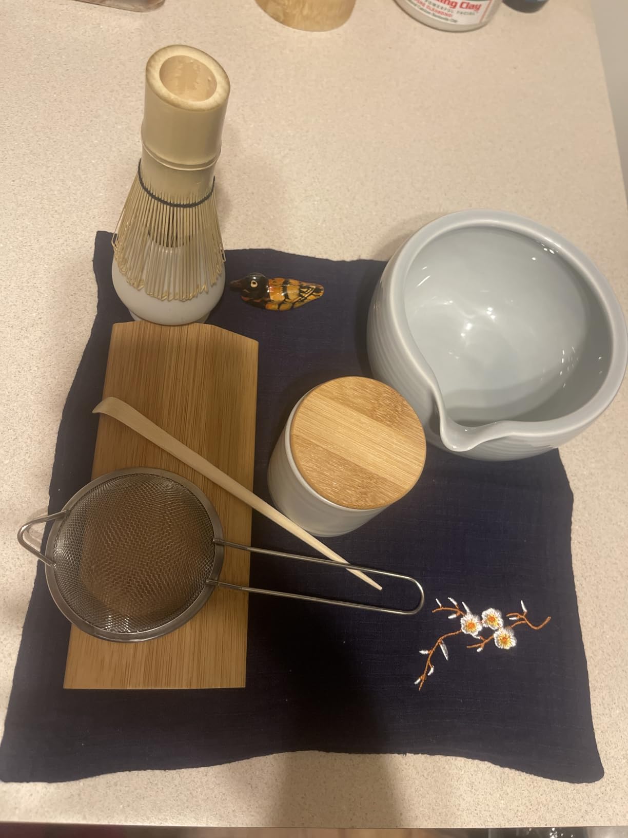 Artcome 9Pcs Japanese Matcha Tea Set, Matcha Bowl with Pouring Spout, Matcha Whisk, Ceramic Whisk Holder, Tea Scoop, Matcha Powder Caddy, Traditional Handmade Matcha Ceremony Gift Box Kit customer photo 1