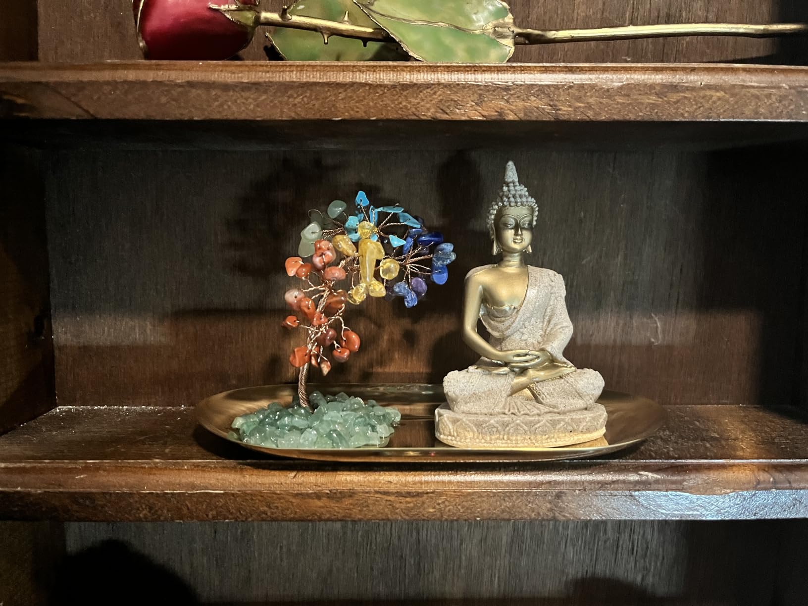 INNOLITES 7 Chakra Crystal Tree and Buddha Statue Set, Yoga Meditation Decor, Money Tree and Buda Statues for Home Living Room Office Shelf Decoration Wealth and Luck customer photo 2