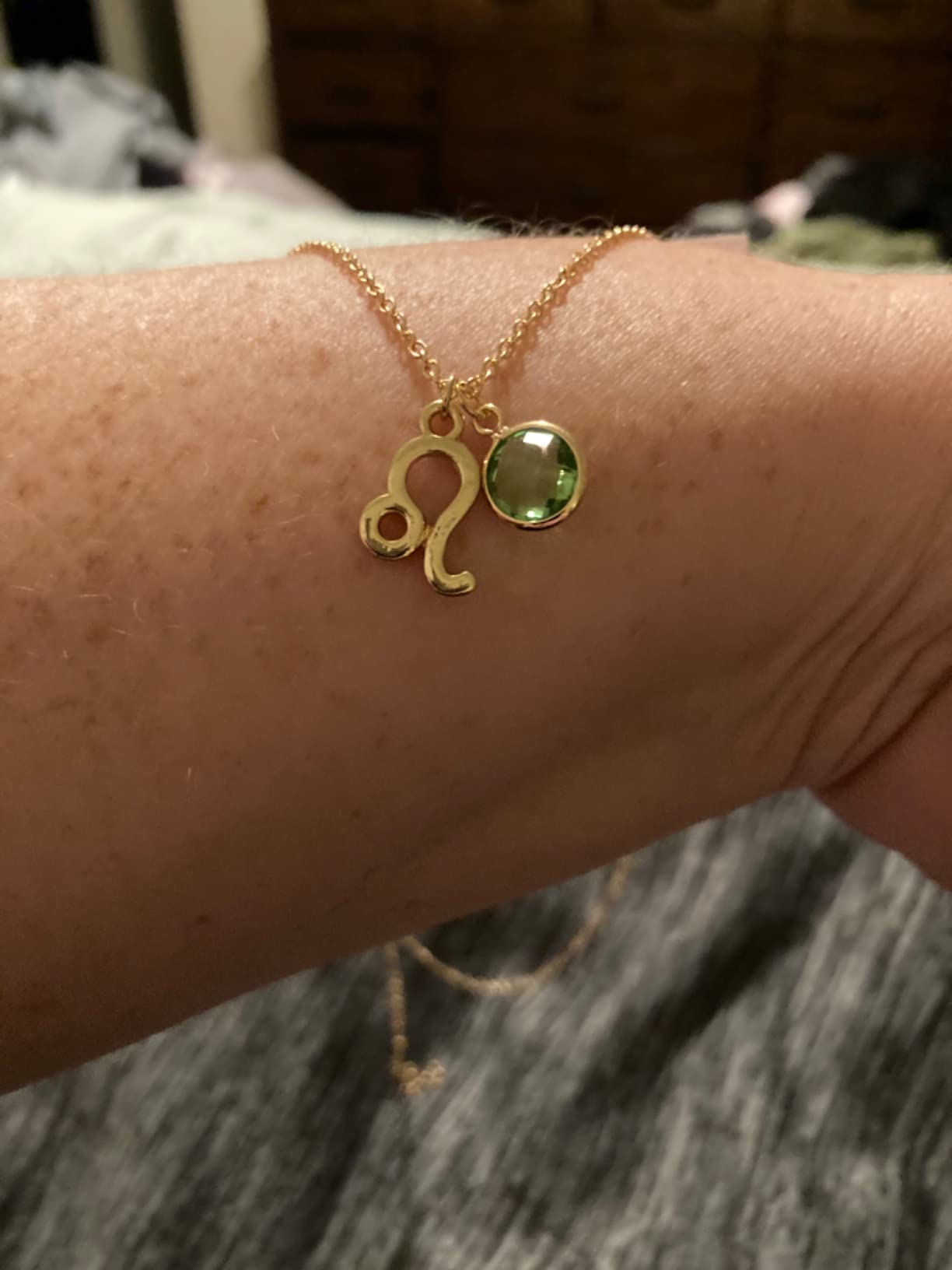 14k Gold Plated Zodiac Birthstone Crystal Pendant Necklace, Horoscope Sign Charm Necklace for Women Birthday Gift customer photo 2