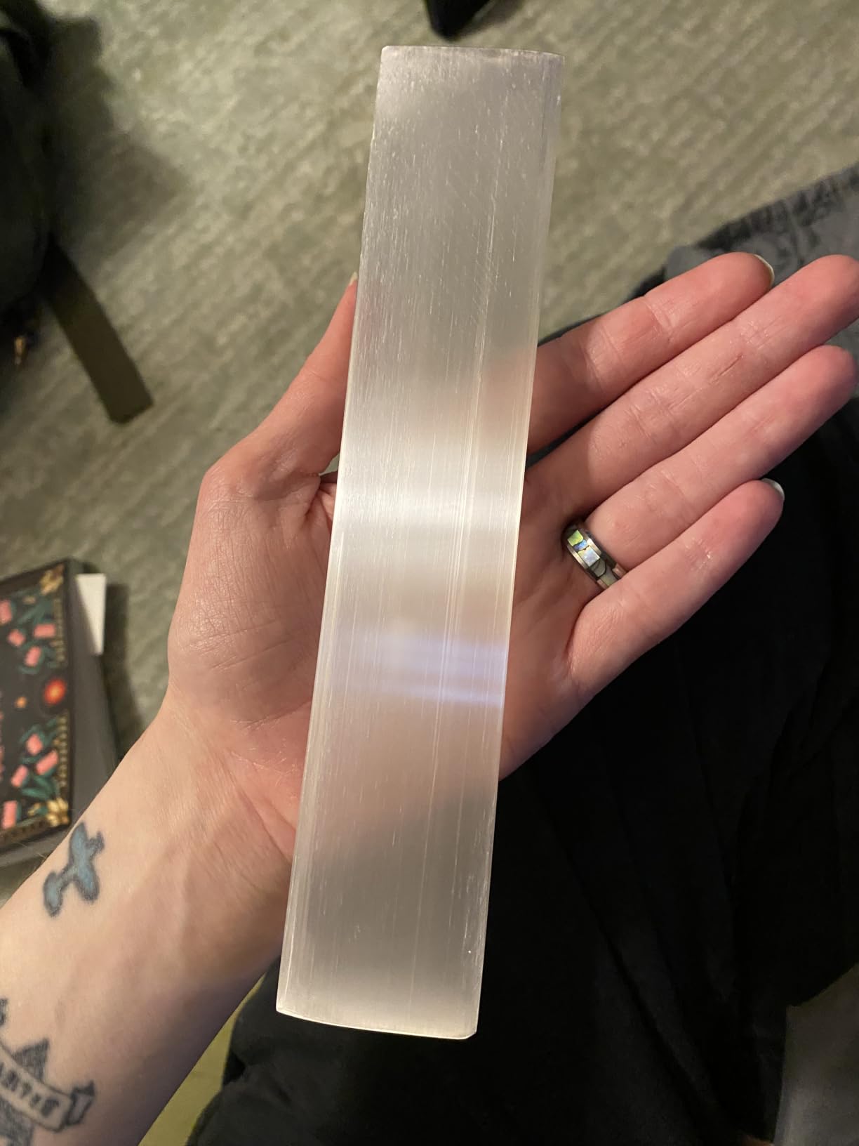 Wish Well Large Selenite Charging Plate, 7.5 Inches Selenite Crystal Plate | Ideal for Cleansing and Recharging Crystals and Healing Stones, Reiki, Meditation, Protection Crystal, Spiritual Gift & Decor customer photo 1