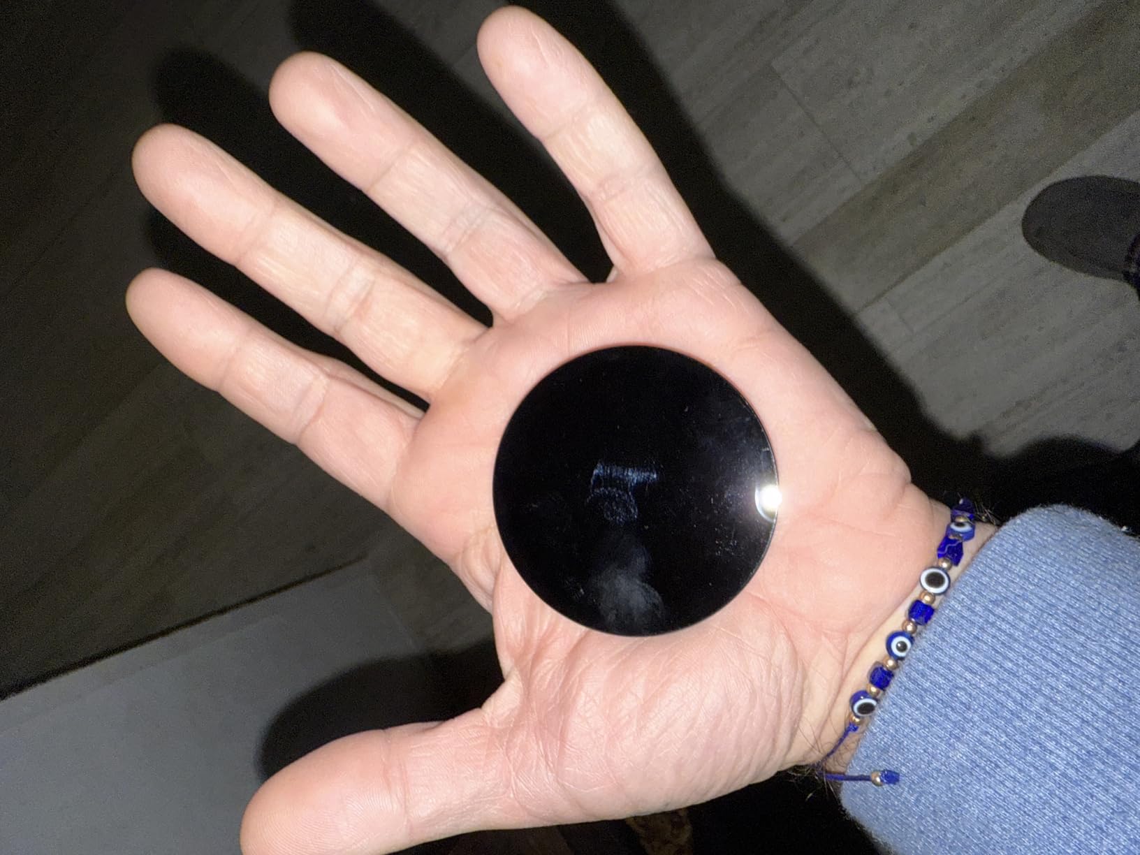 Black Obsidian Scrying Mirror, Obsidian Mirror with Stand and Bag for Divination, Meditation, Healing, Feng Shui (100mm(4.0in)) customer photo 1