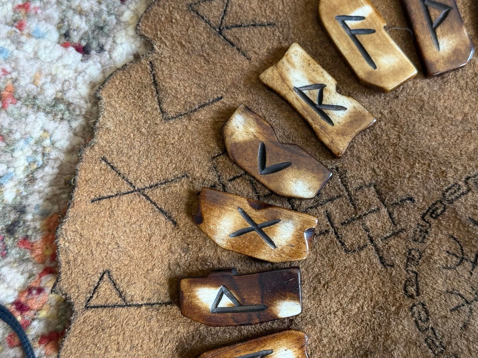 Viking Rune Divination Set Includes a Premium Leather Divination Mat and Genuine Bone Elder Futhark Runestone Pieces customer photo 2