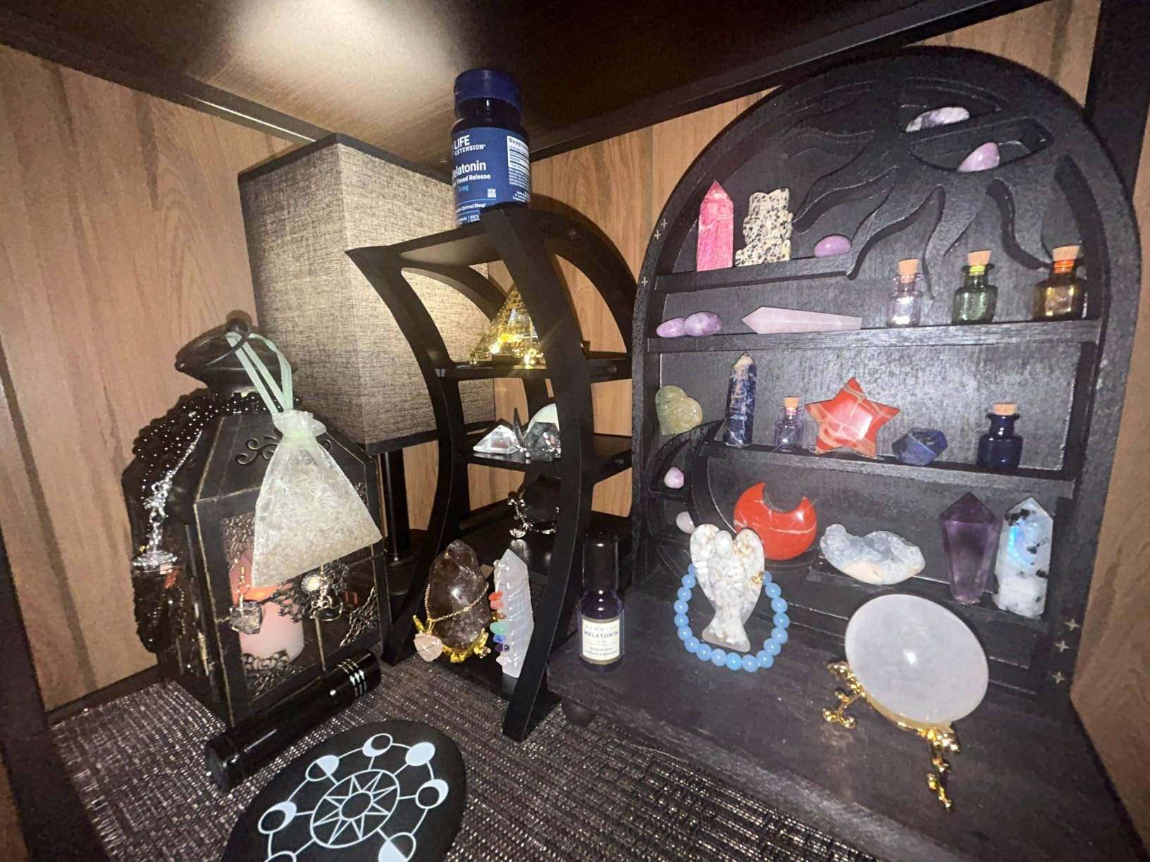 Crescent Moon Shelf Crystal Shelf Display Holder Black Shelves for Goth, Boho Decor for Room,Table, Wiccan Decor,Moon customer photo 1