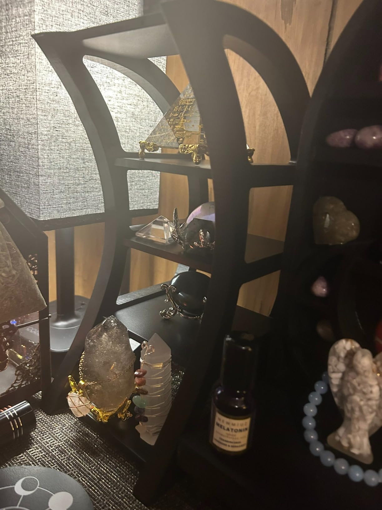 Crescent Moon Shelf Crystal Shelf Display Holder Black Shelves for Goth, Boho Decor for Room,Table, Wiccan Decor,Moon customer photo 2
