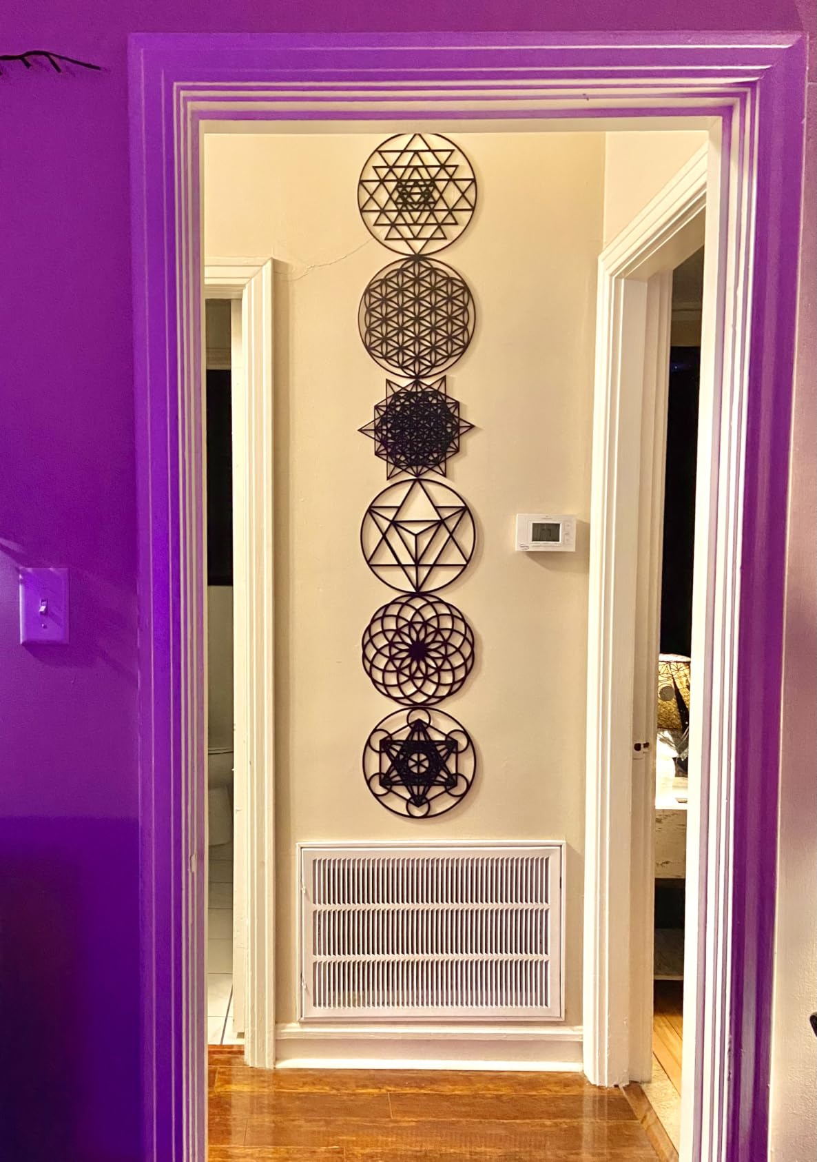 Taiyin 6 Pcs 12 Inch Wooden Sacred Geometry Wall Art Set, Zen Geometric Wall Decor for Home Meditation Room, Inspired Hanging Art with Metatron Cube, Flower of Life, Sri Yantra(Burlywood) customer photo 1