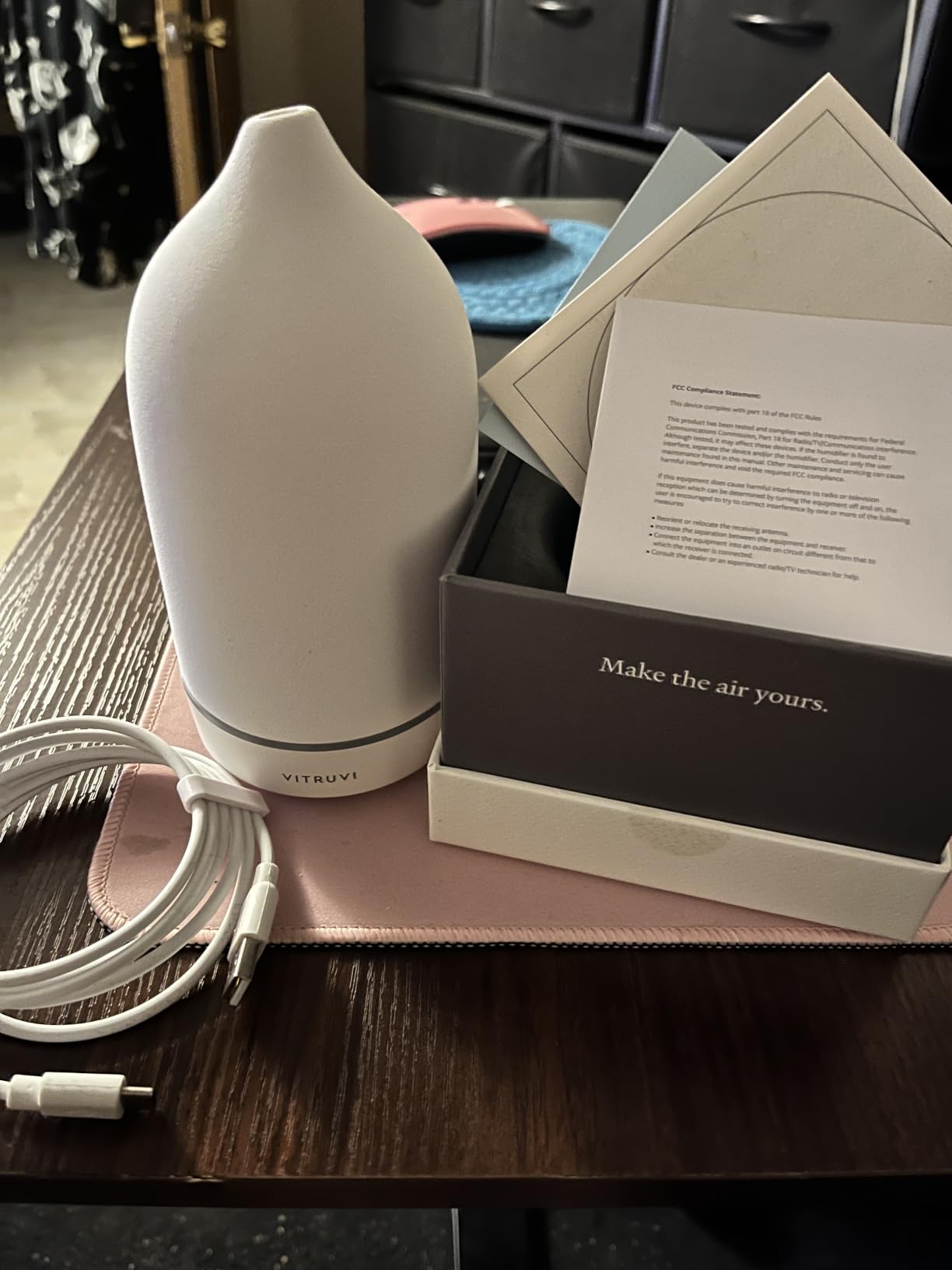 Vitruvi Stone Diffuser, Ceramic Ultrasonic Essential Oil Diffuser for Aromatherapy | White, 90ml customer photo 1