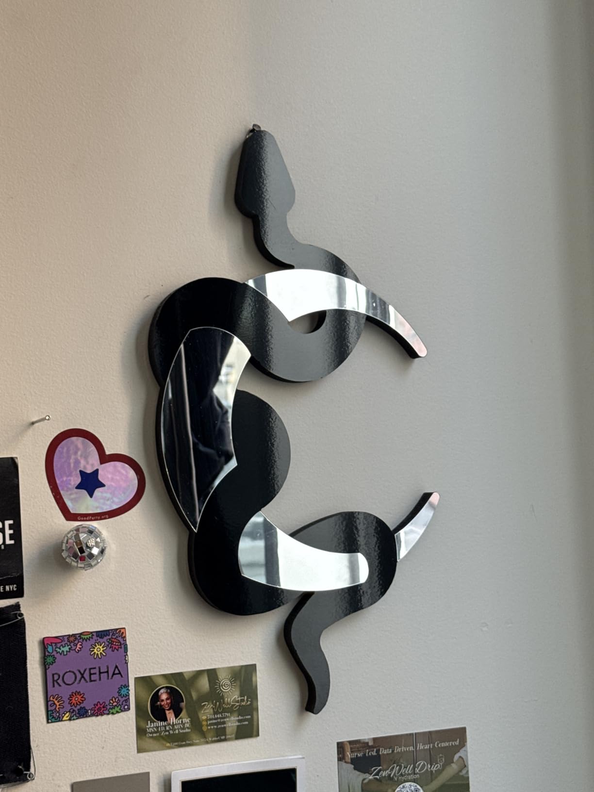 Weysat Black Snake and Crescent Moon Mirror Gothic Wall Decor Gothic Snake Decor Boho Hanging Mirrors Home Decorative Wall Art for Living Room Bathroom Bedroom Hallway customer photo 1